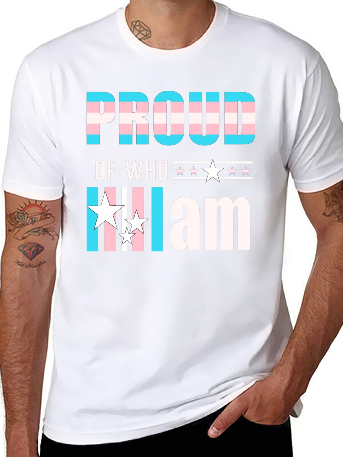 Black Proud of Who I Am Transgender Pride T-Shirt view 8