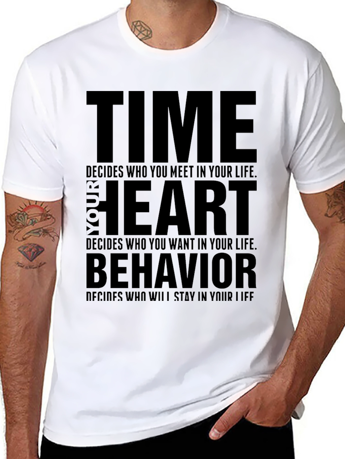Black Time Heart Behavior Men's Graphic T-Shirt view 8