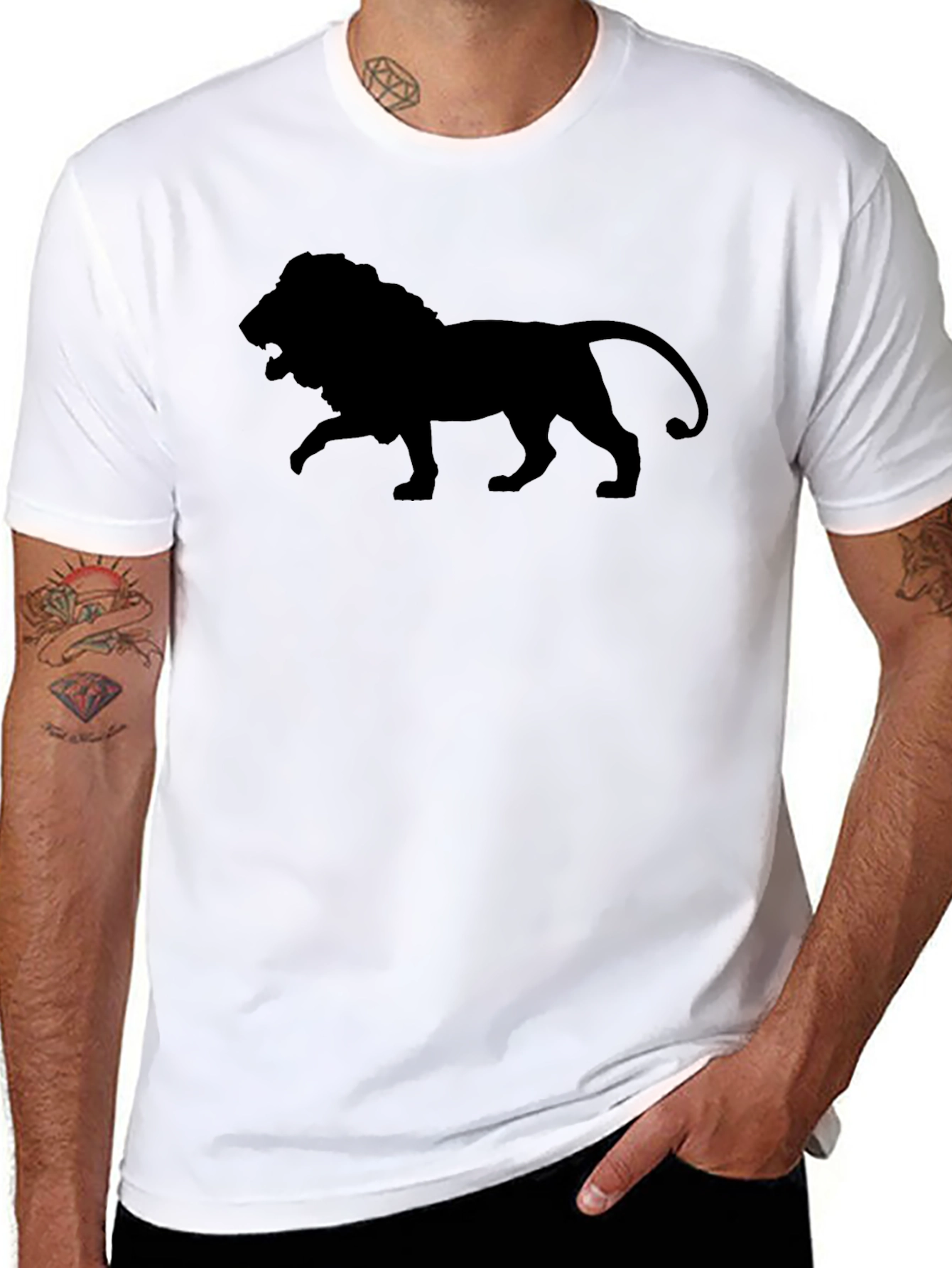 Black Lion Silhouette Black T-Shirt view 8