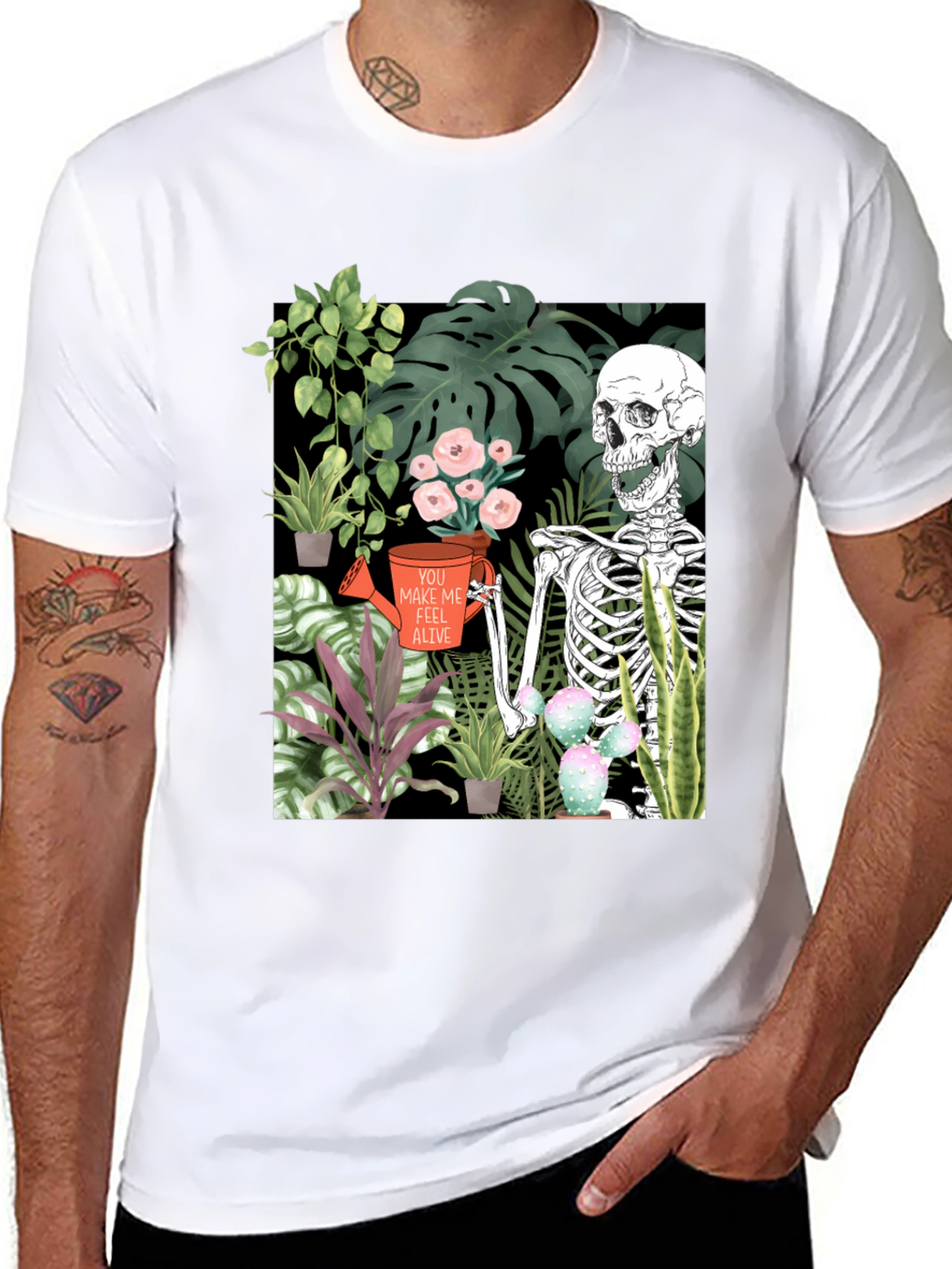 Black Skeleton Gardener Graphic Tee - Make Me Feel Alive Shirt view 8