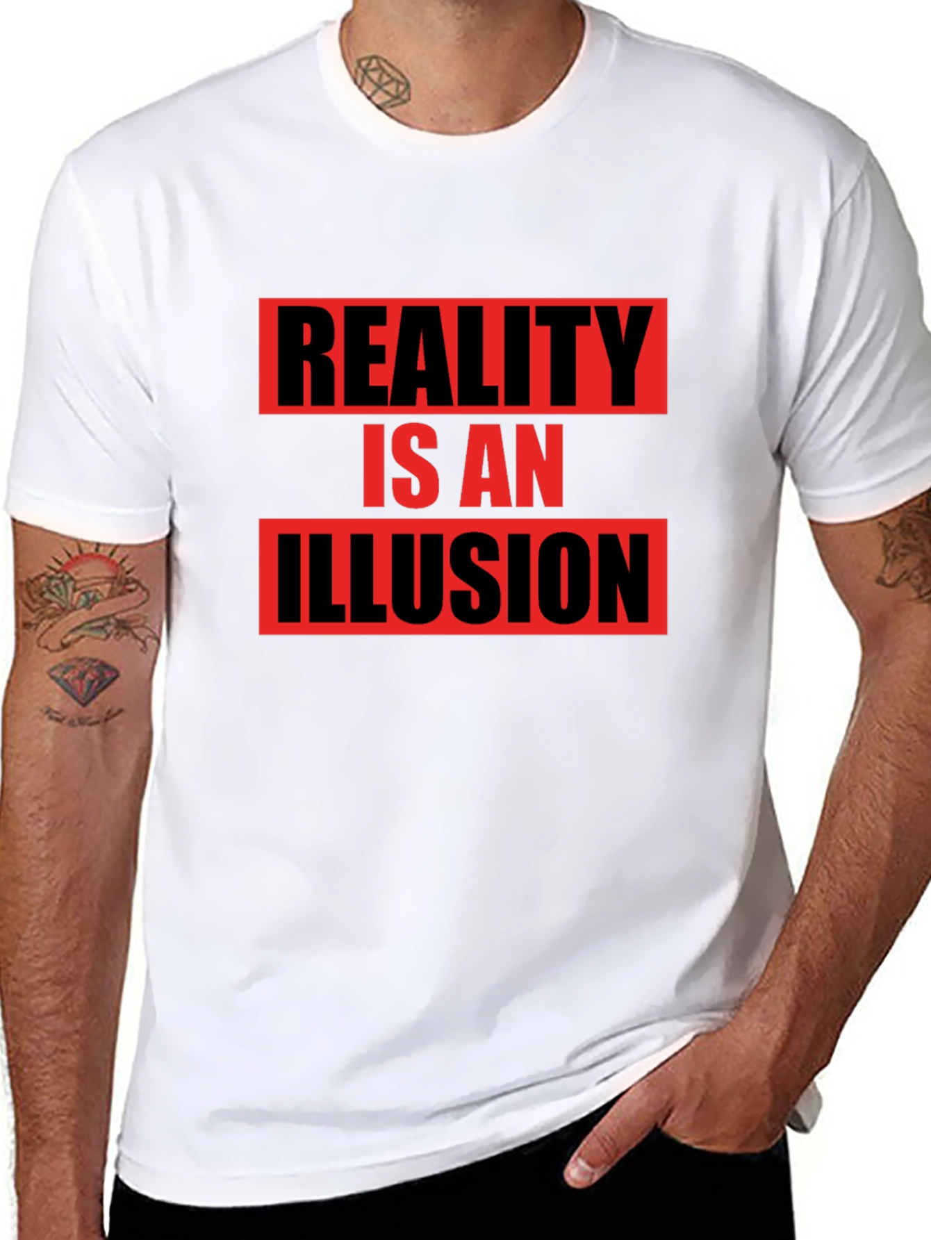 Black Reality Illusion Graphic T-Shirt - Black view 8