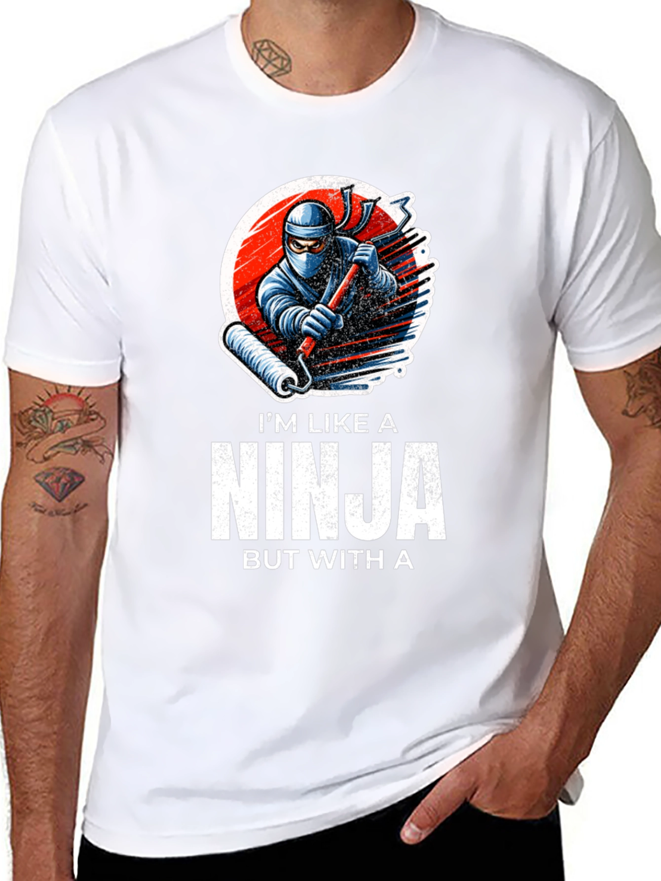 Black Ninja Painter T-Shirt - Funny Graphic Tee view 8