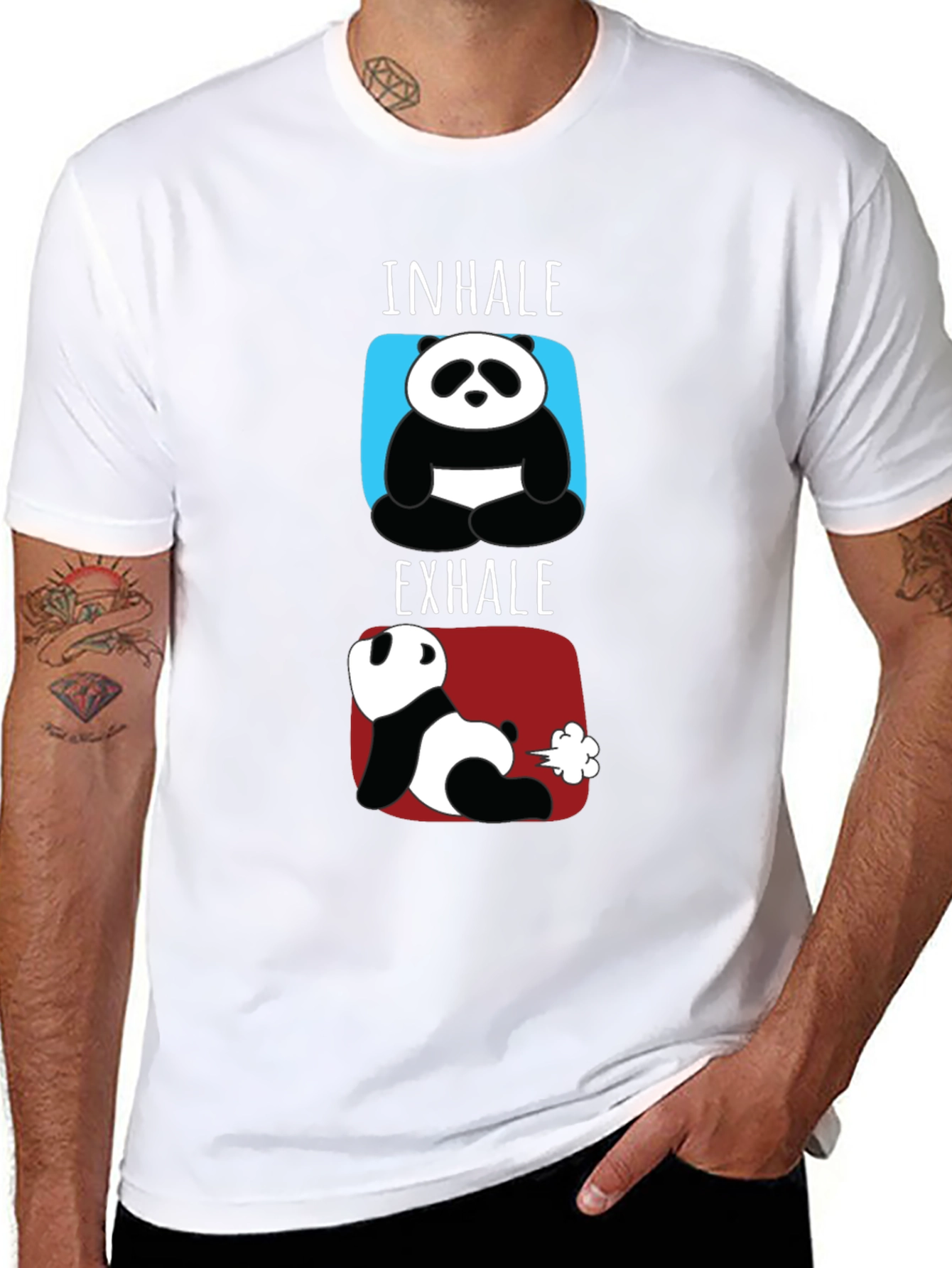 Black Inhale Exhale Funny Panda T-Shirt view 8