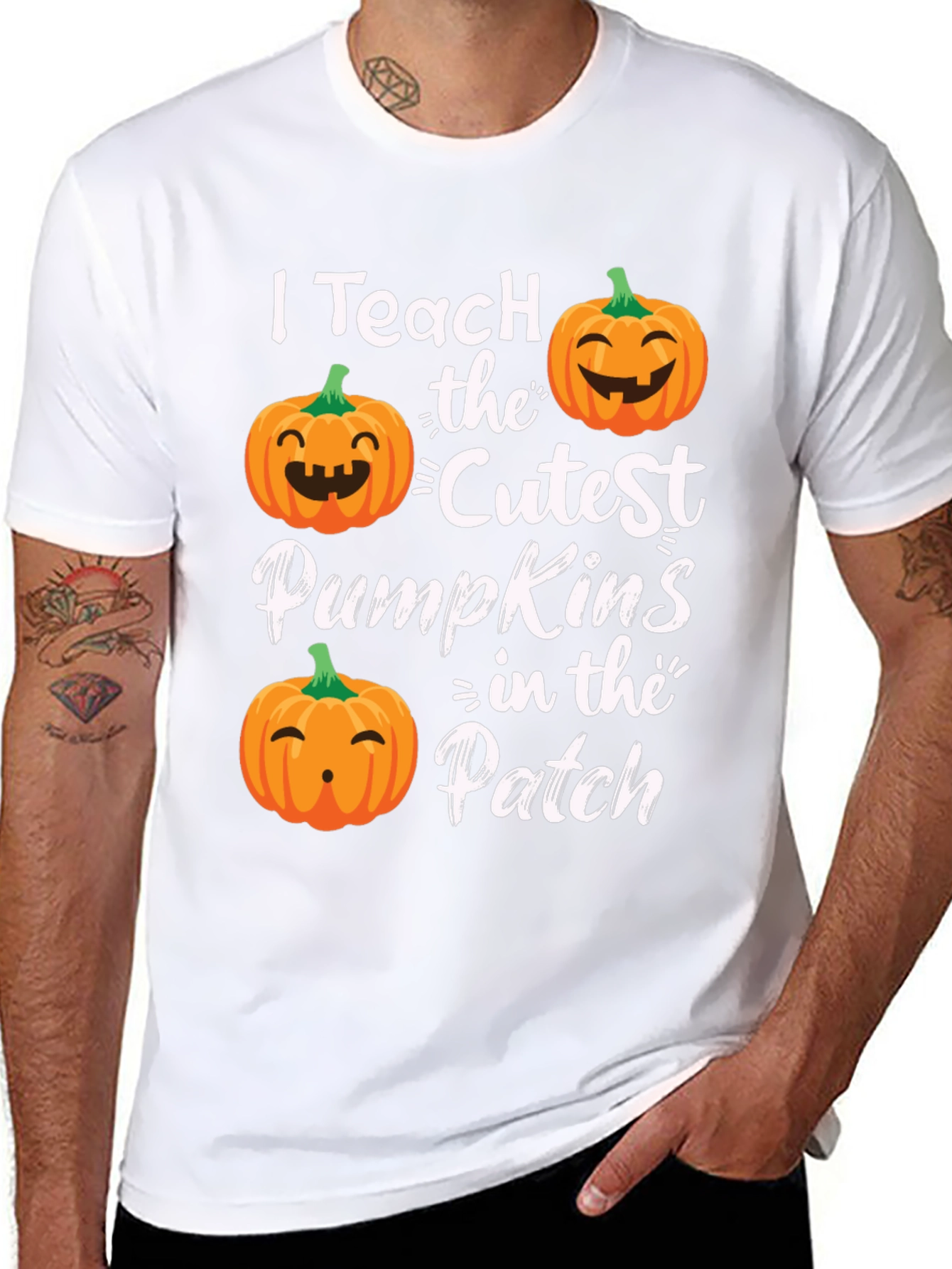 Black I Teach the Cutest Pumpkins T-Shirt view 8