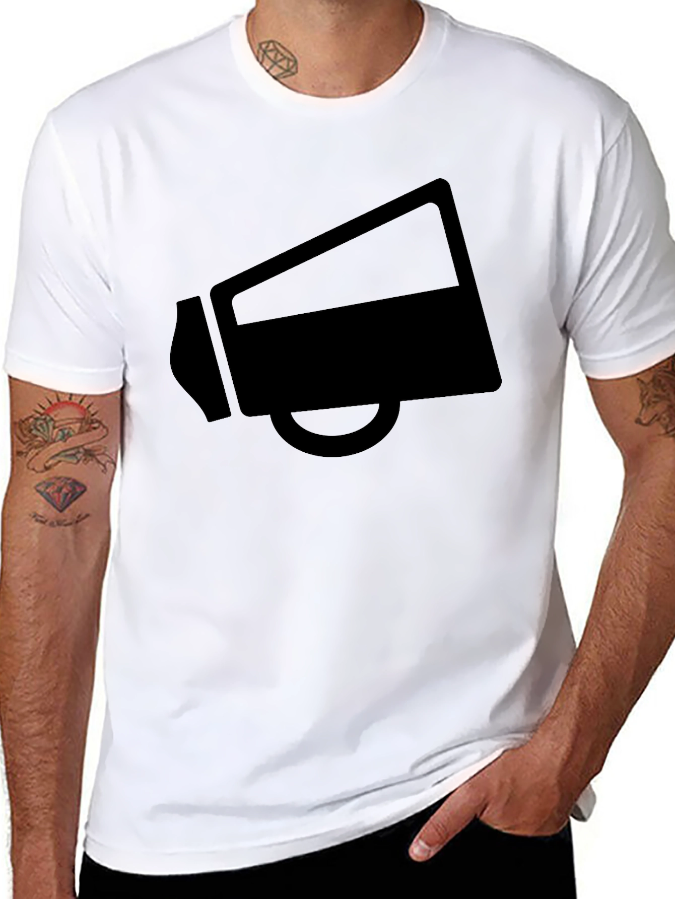 Black Black Megaphone Graphic T-Shirt Casual Wear view 8