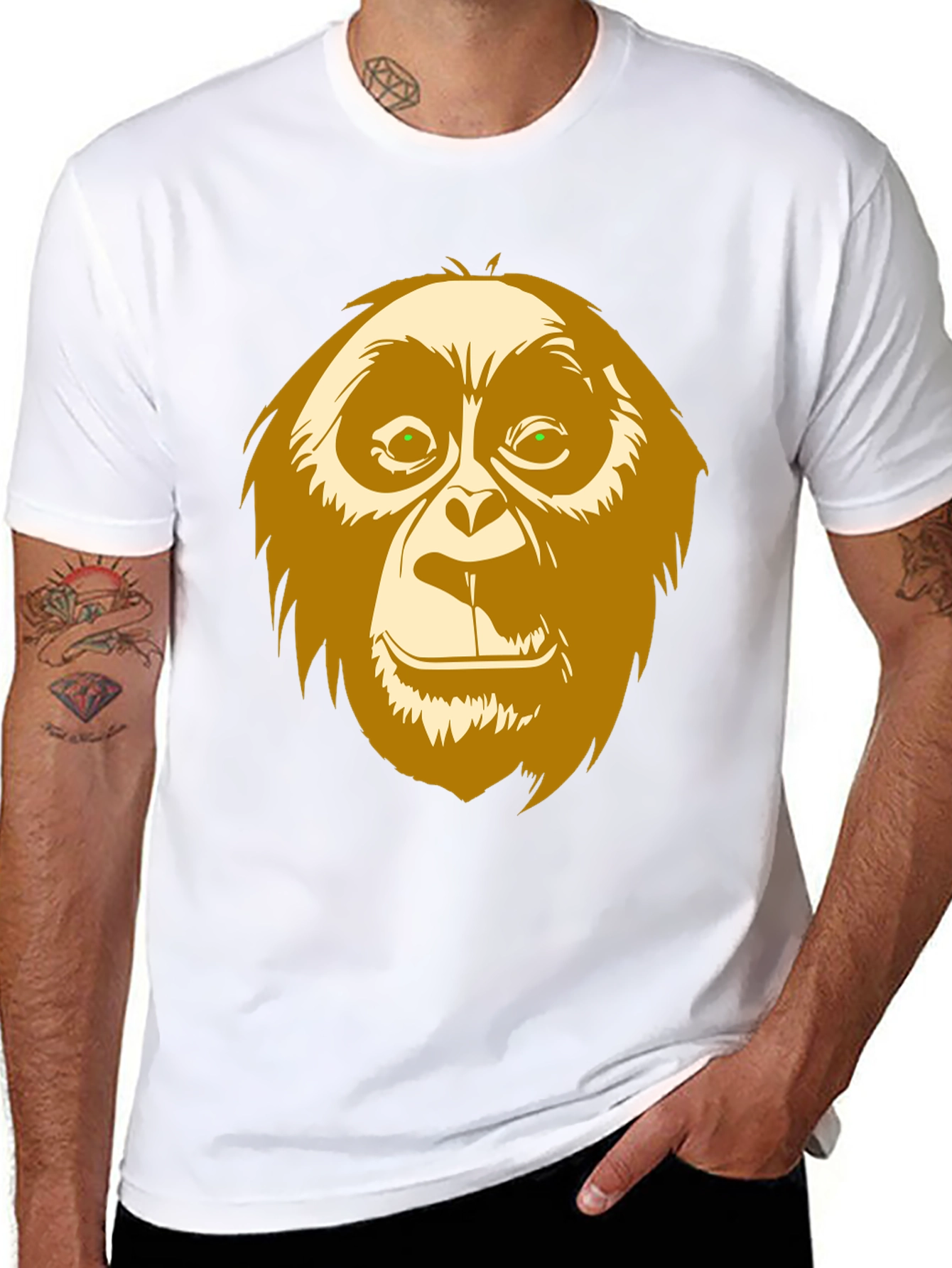 Black Orangutan Graphic Print Black T-Shirt view 8