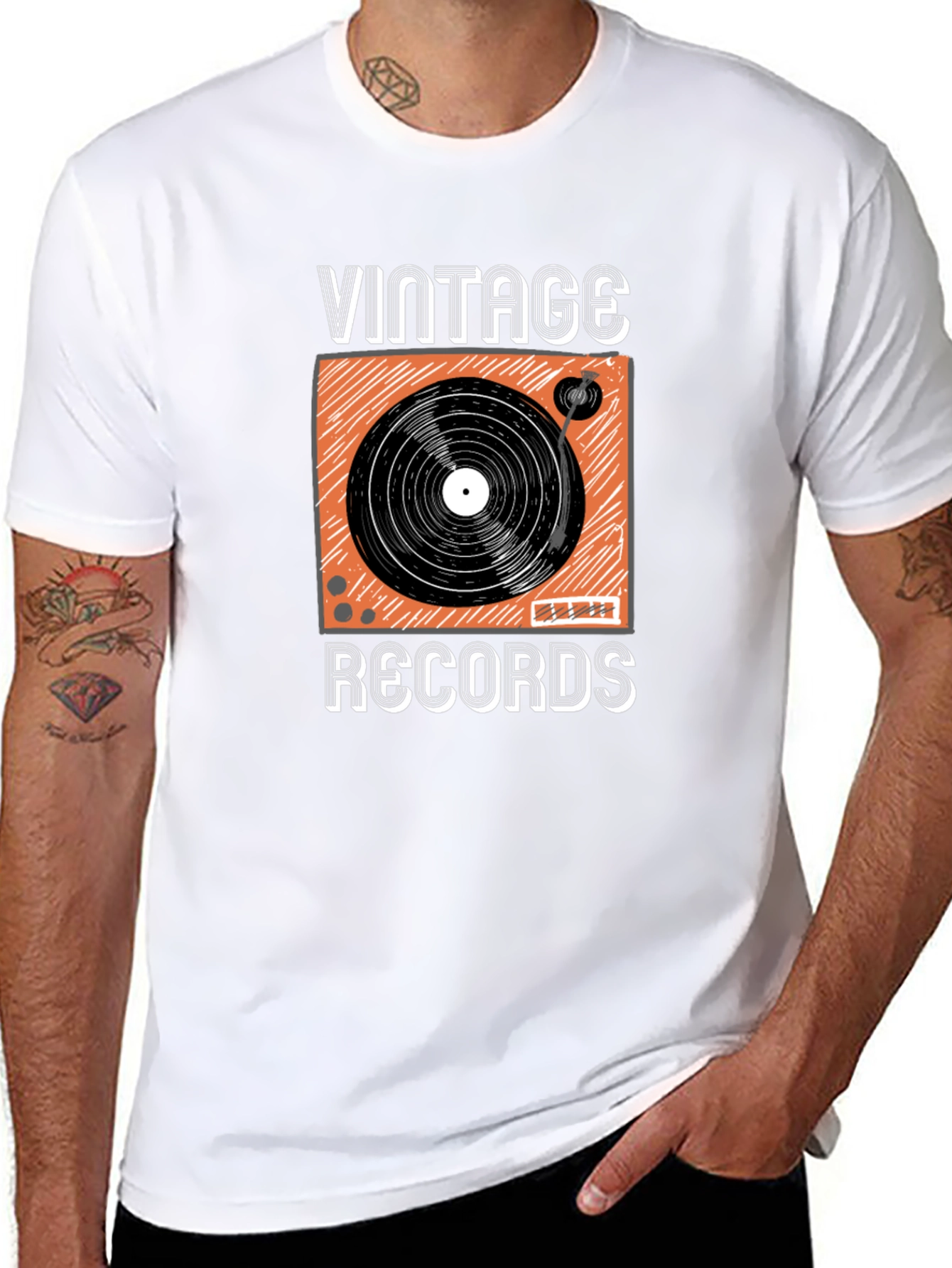 Black Vintage Records Graphic T-Shirt - Classic Retro Style view 8