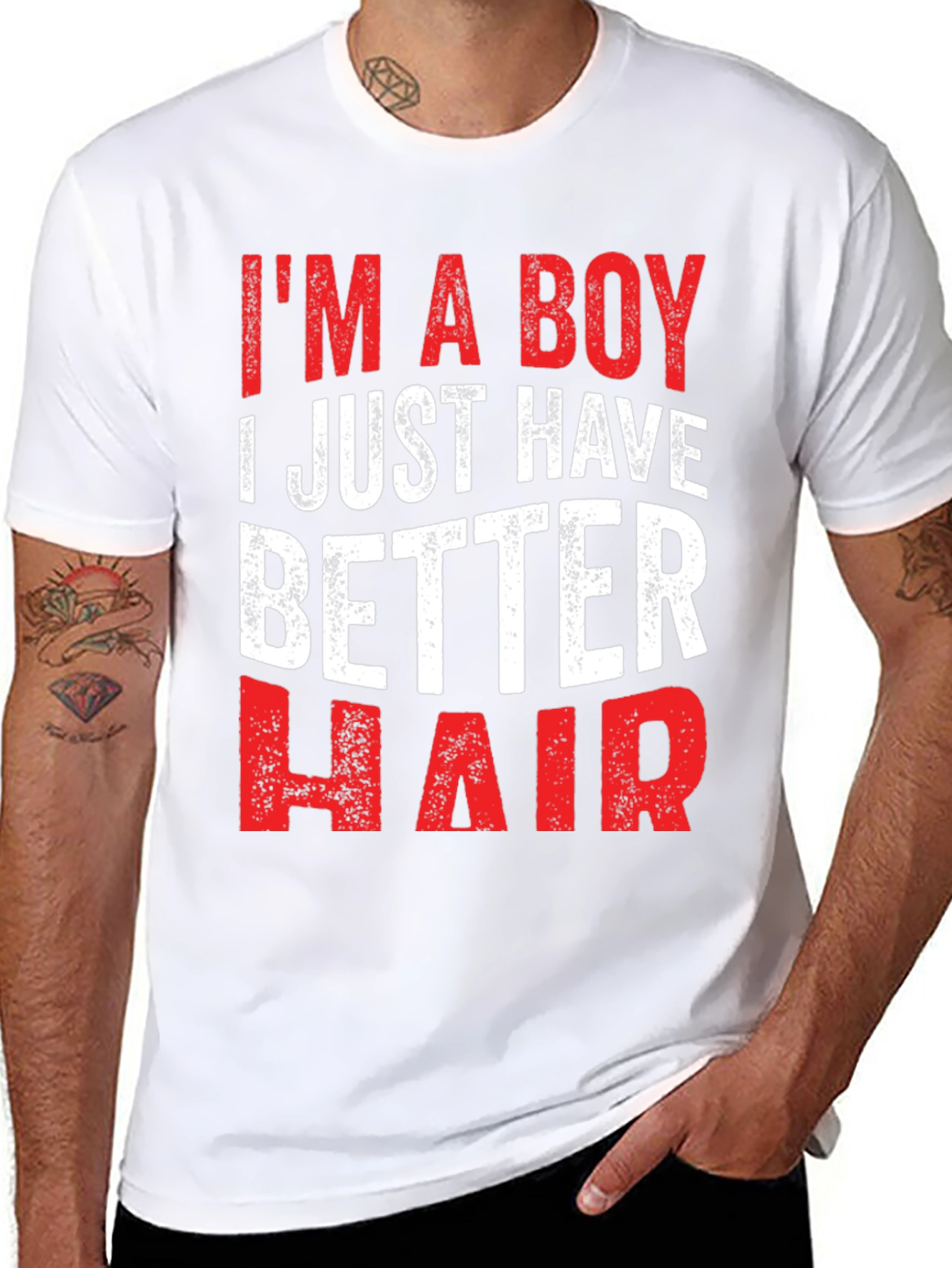 Black Funny 'I'm a Boy, I Just Have Better Hair' T-Shirt view 8