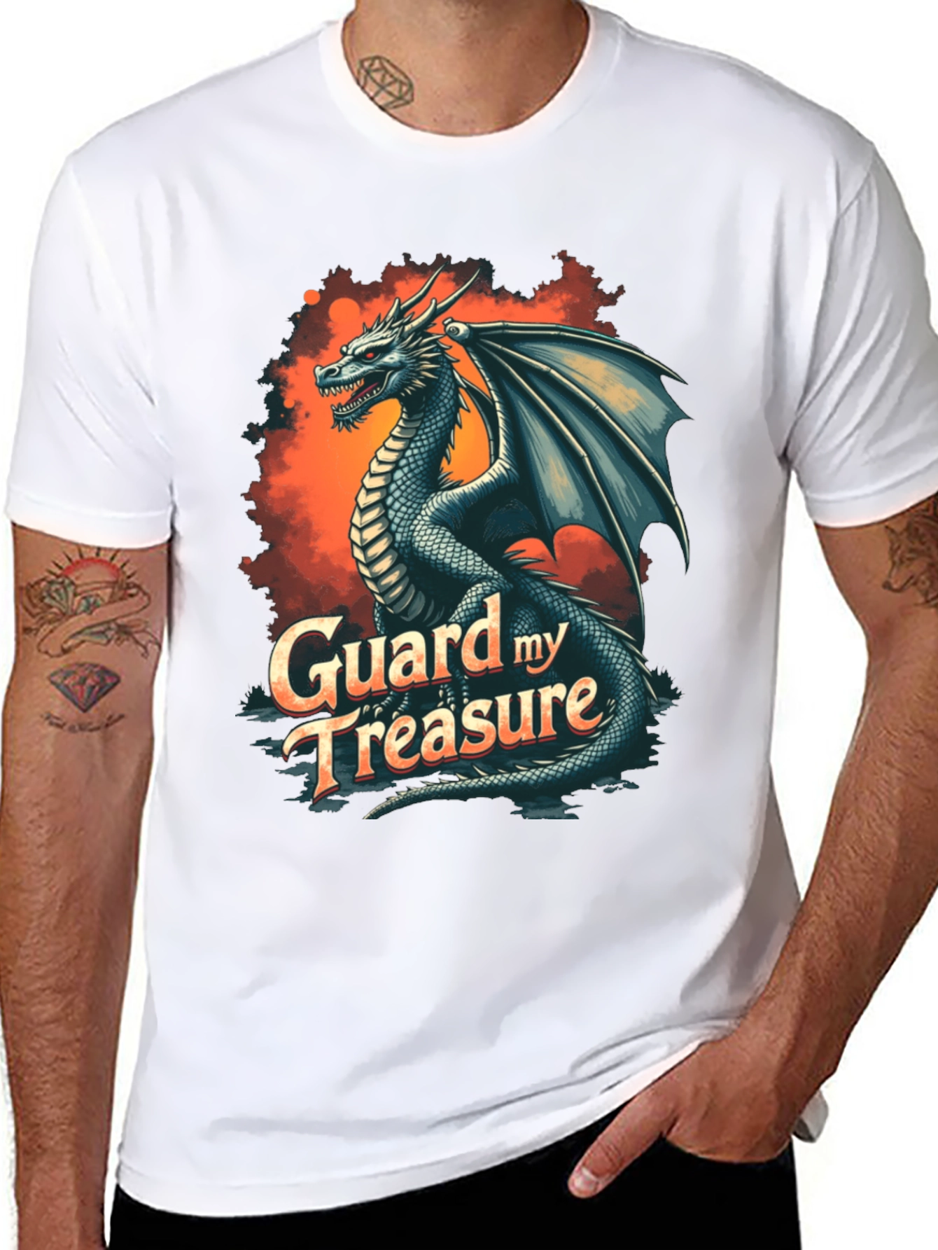 Black Dragon Guard My Treasure Graphic T-Shirt view 8