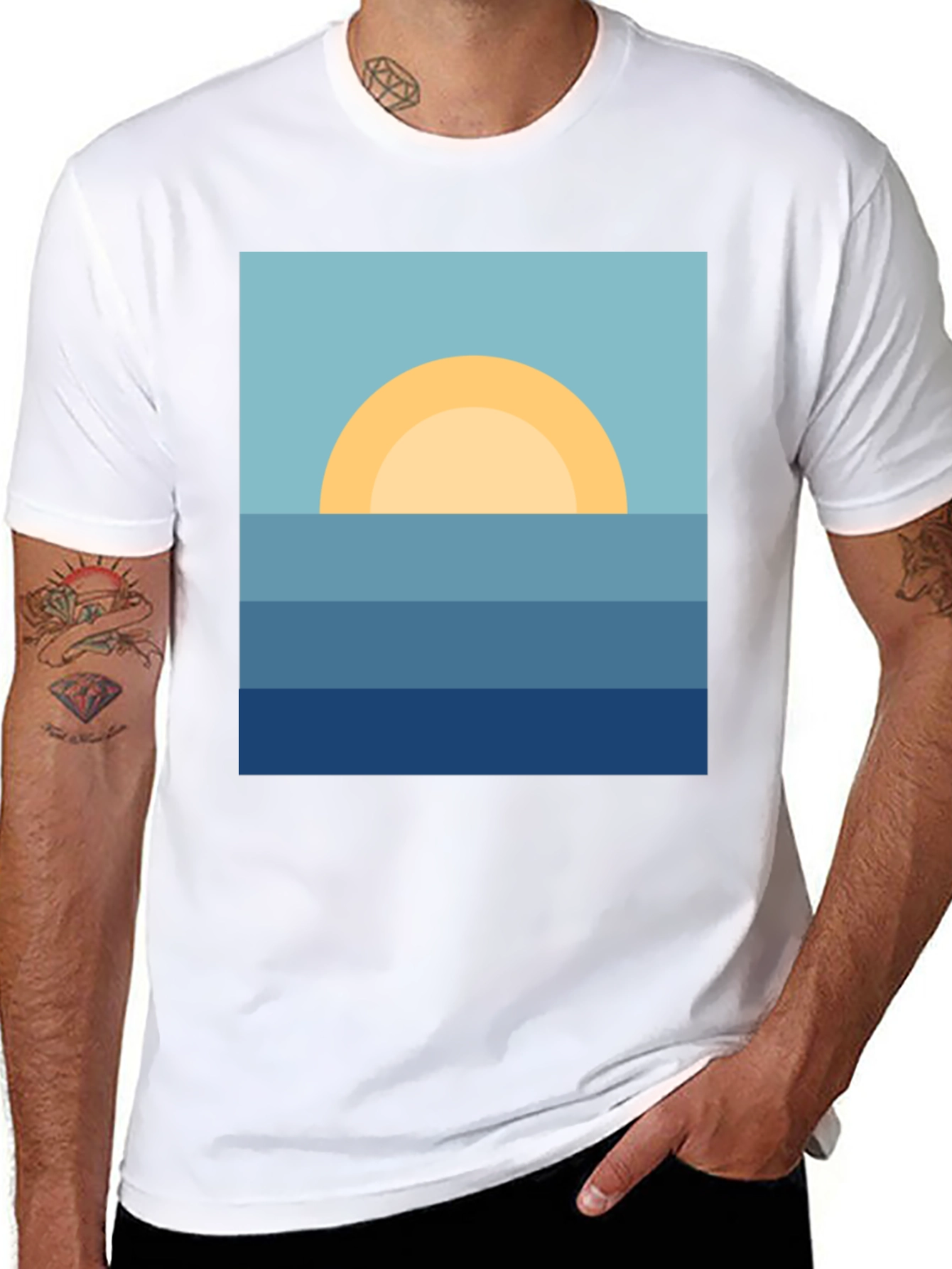 Black Sunrise Ocean Graphic Tee - Stylish & Relaxed Fit view 8