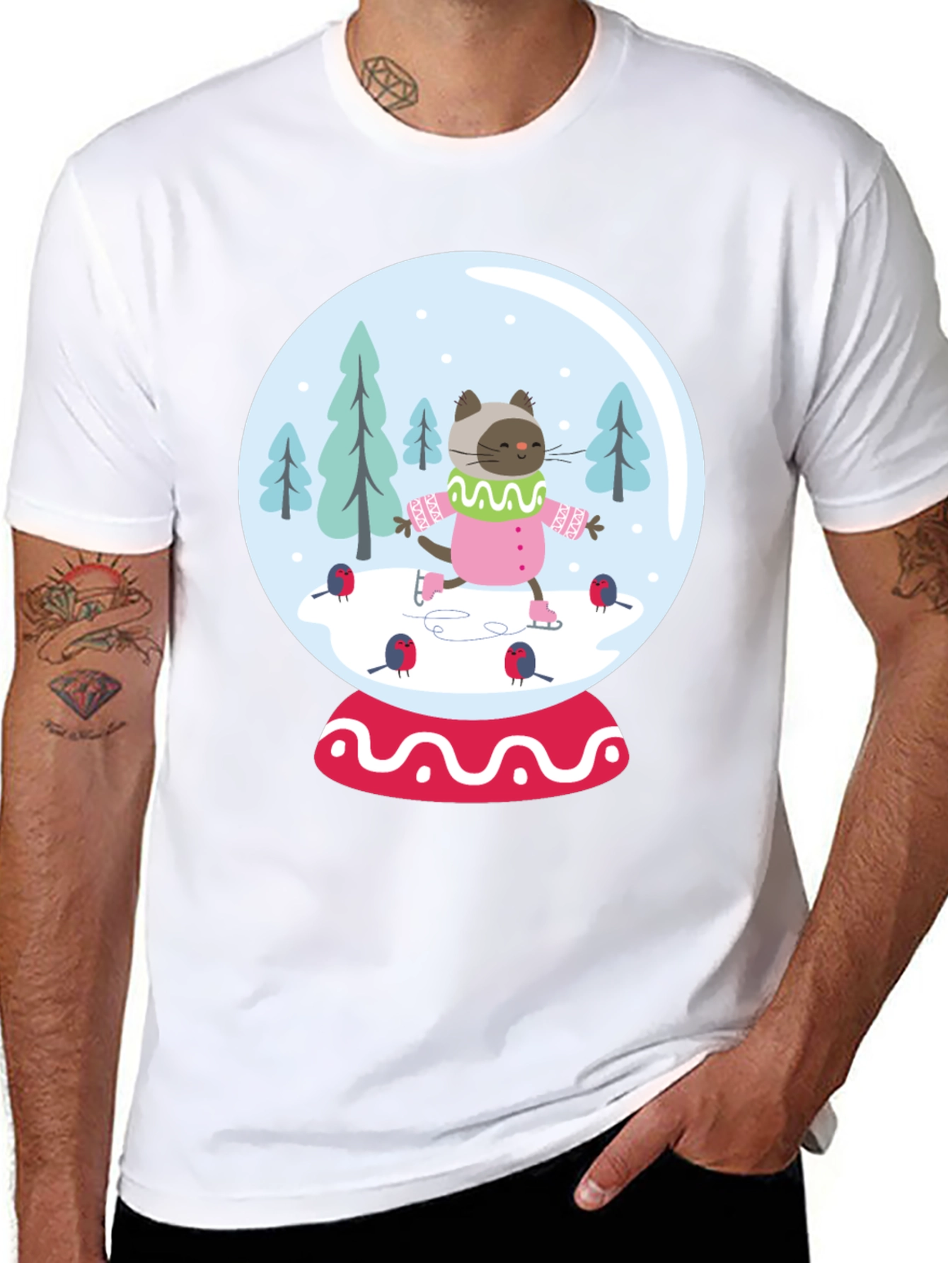 Black Cat Snow Globe Graphic Tee - Black Cotton Blend view 8