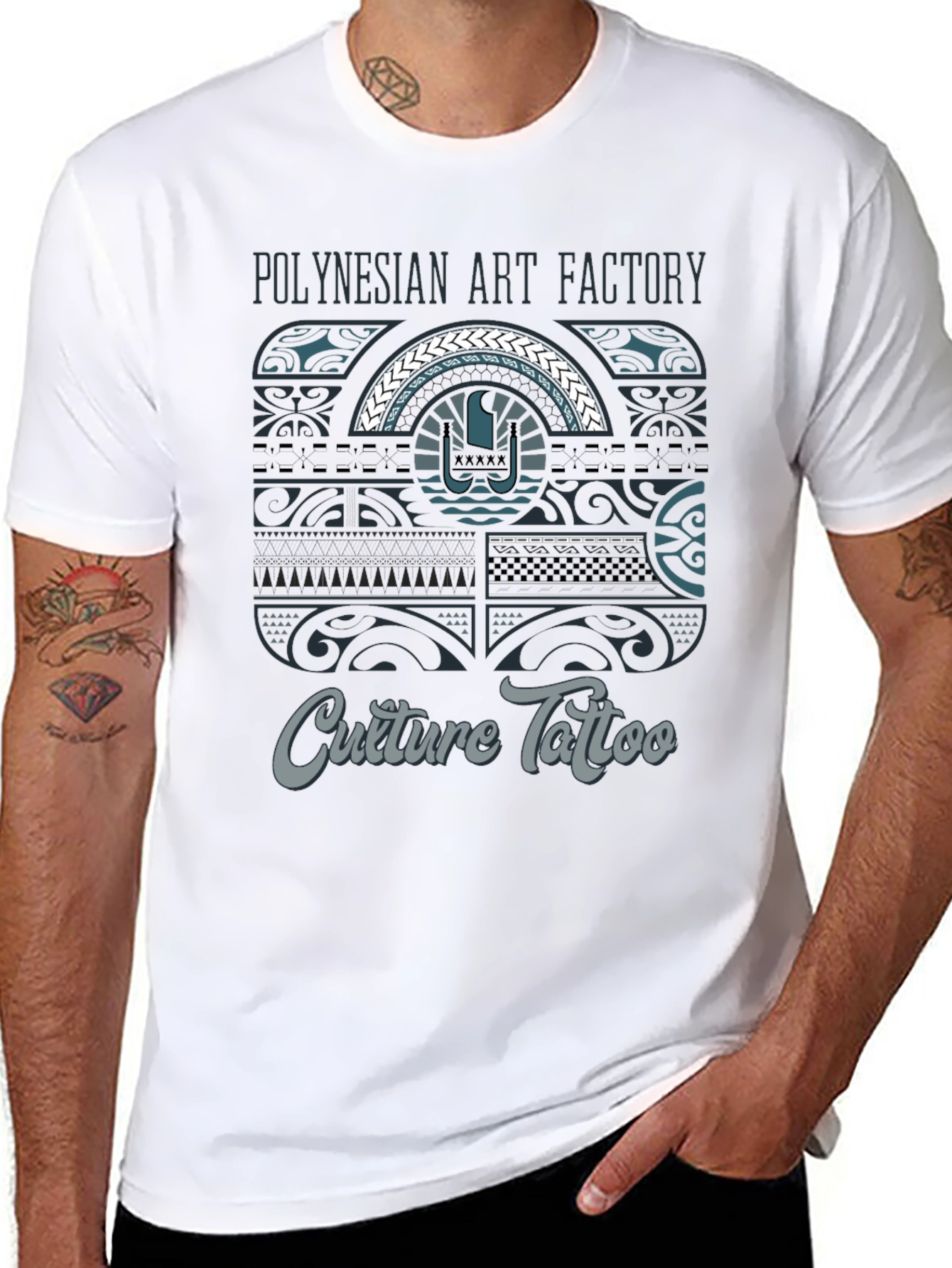 Black Polynesian Art Factory Culture Tattoo T-Shirt view 8