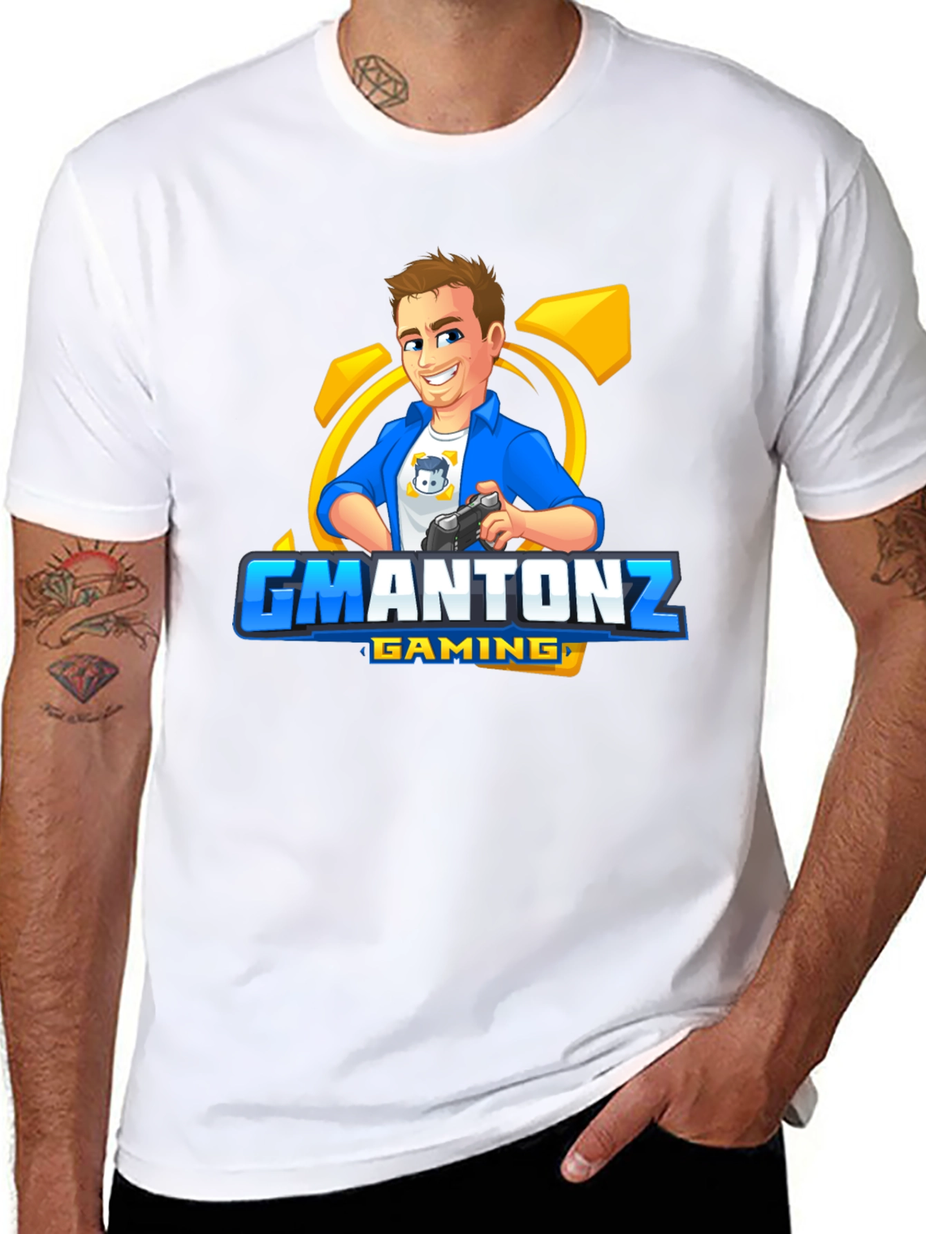Black GMANTONZ Gaming Black T-Shirt view 8