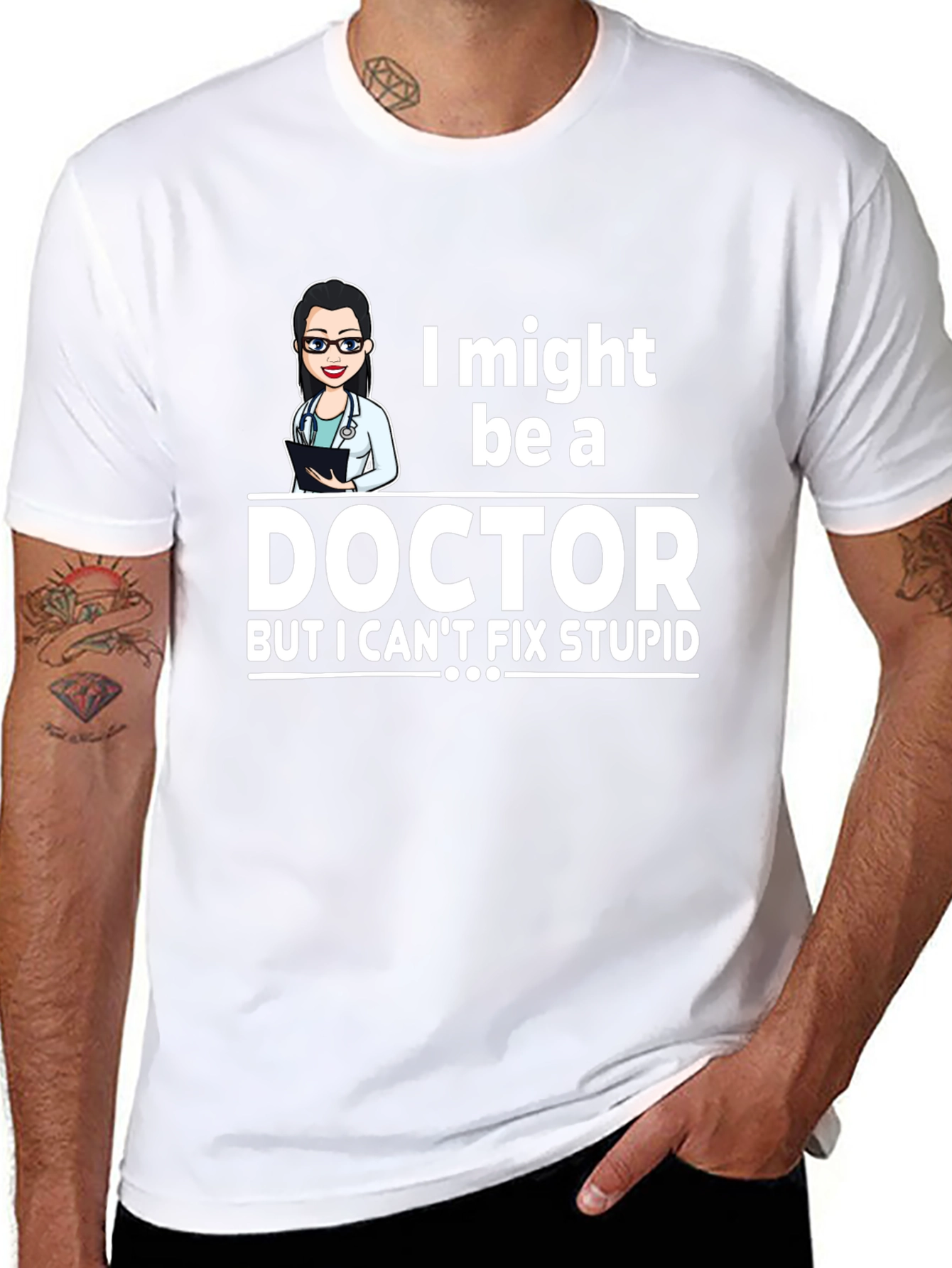 Black Doctor Humor Graphic Tee - I Might Be A Doctor T-Shirt view 8