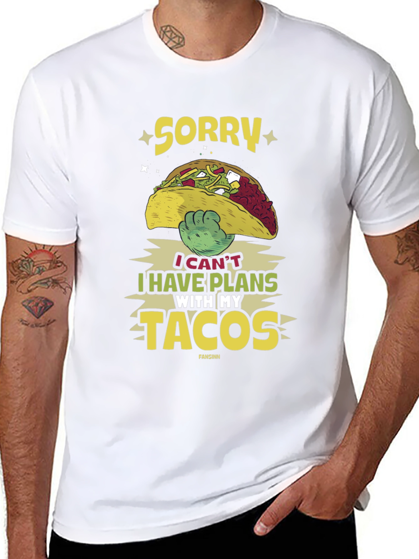 Black Sorry I Have Plans With My Tacos T-Shirt view 8