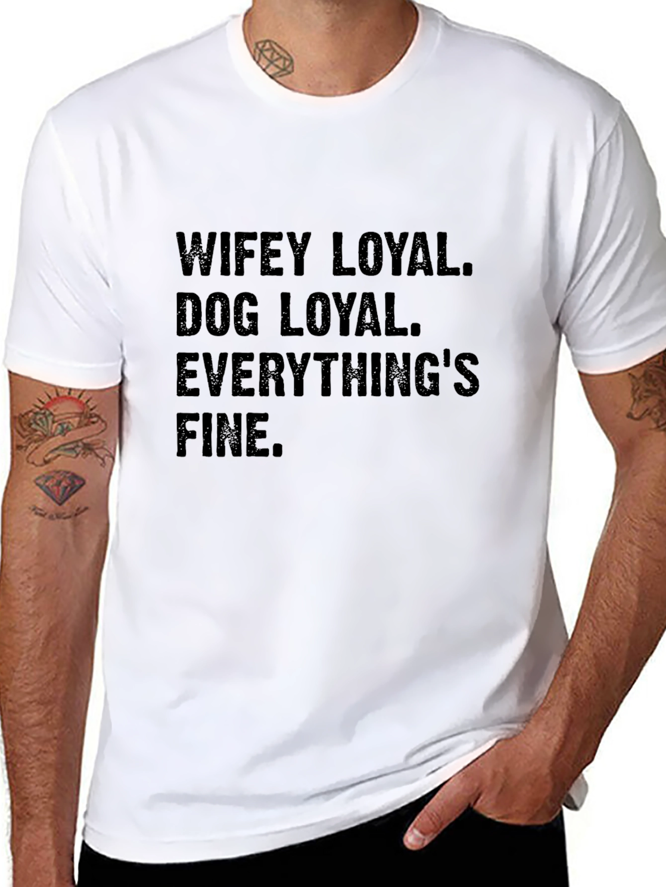 Black Wifey Loyal Dog Loyal Men's T-Shirt view 8