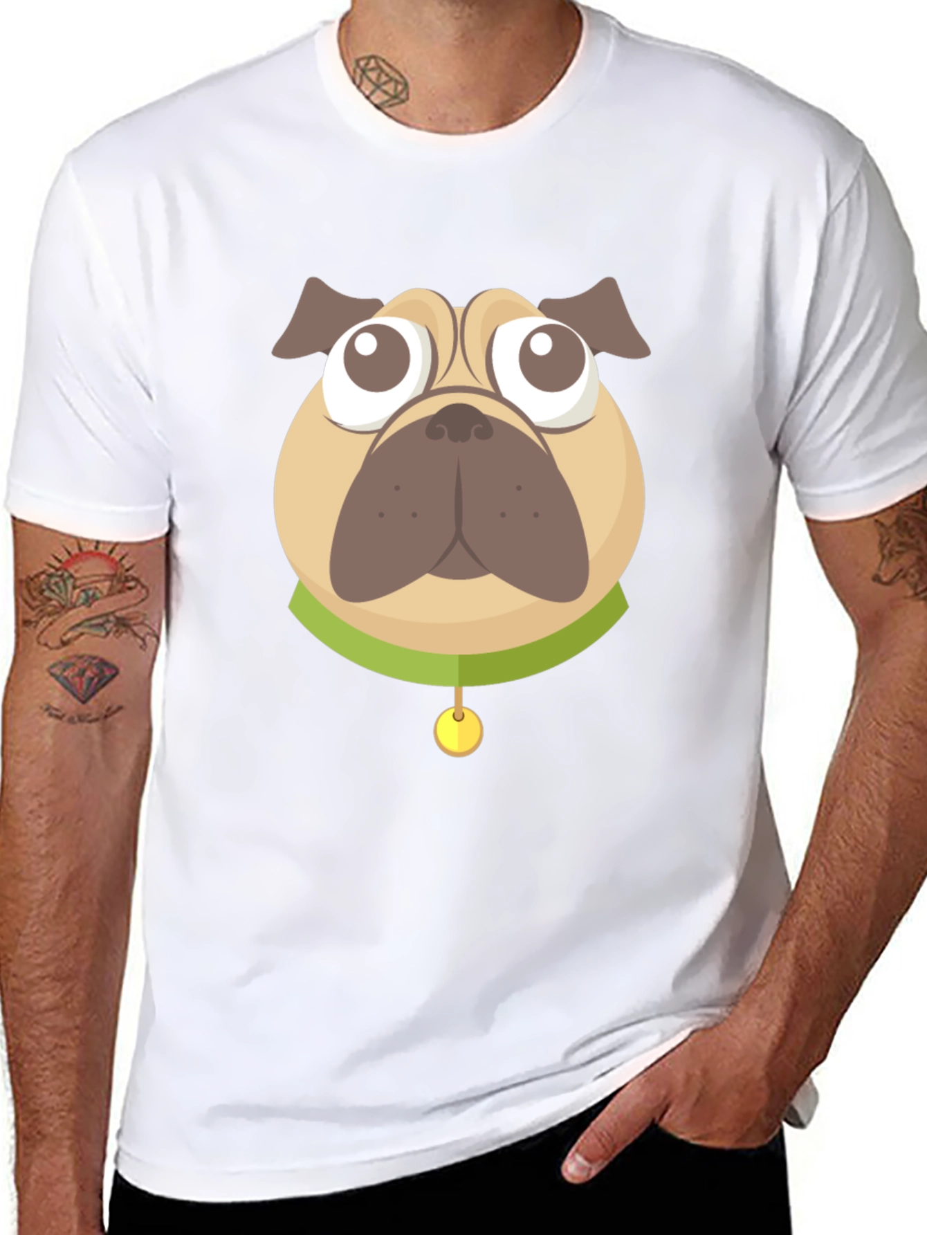 Black Pug Graphic Black T-Shirt view 8