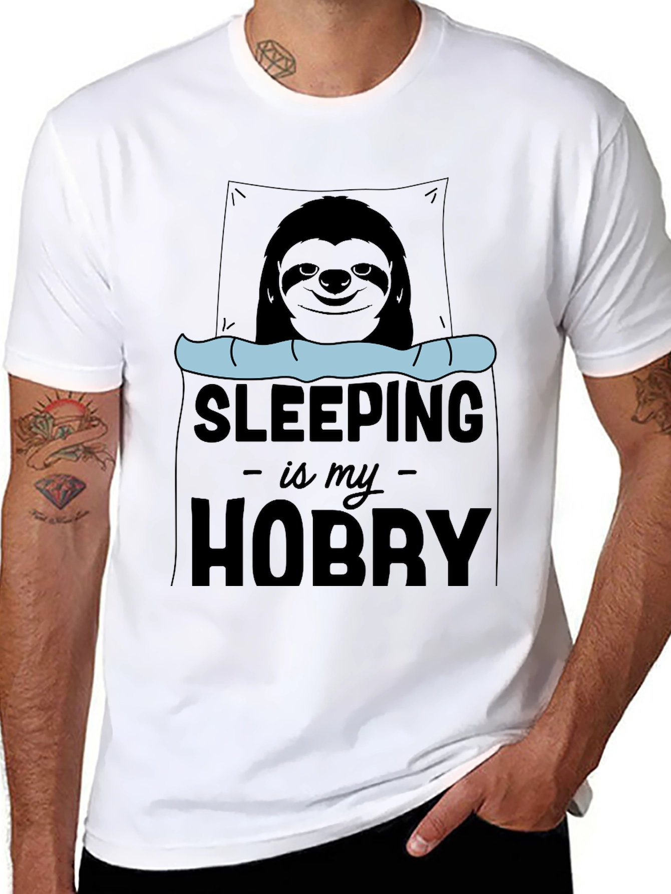 Sleeping is My Hobby Sloth Graphic T-Shirt - 8