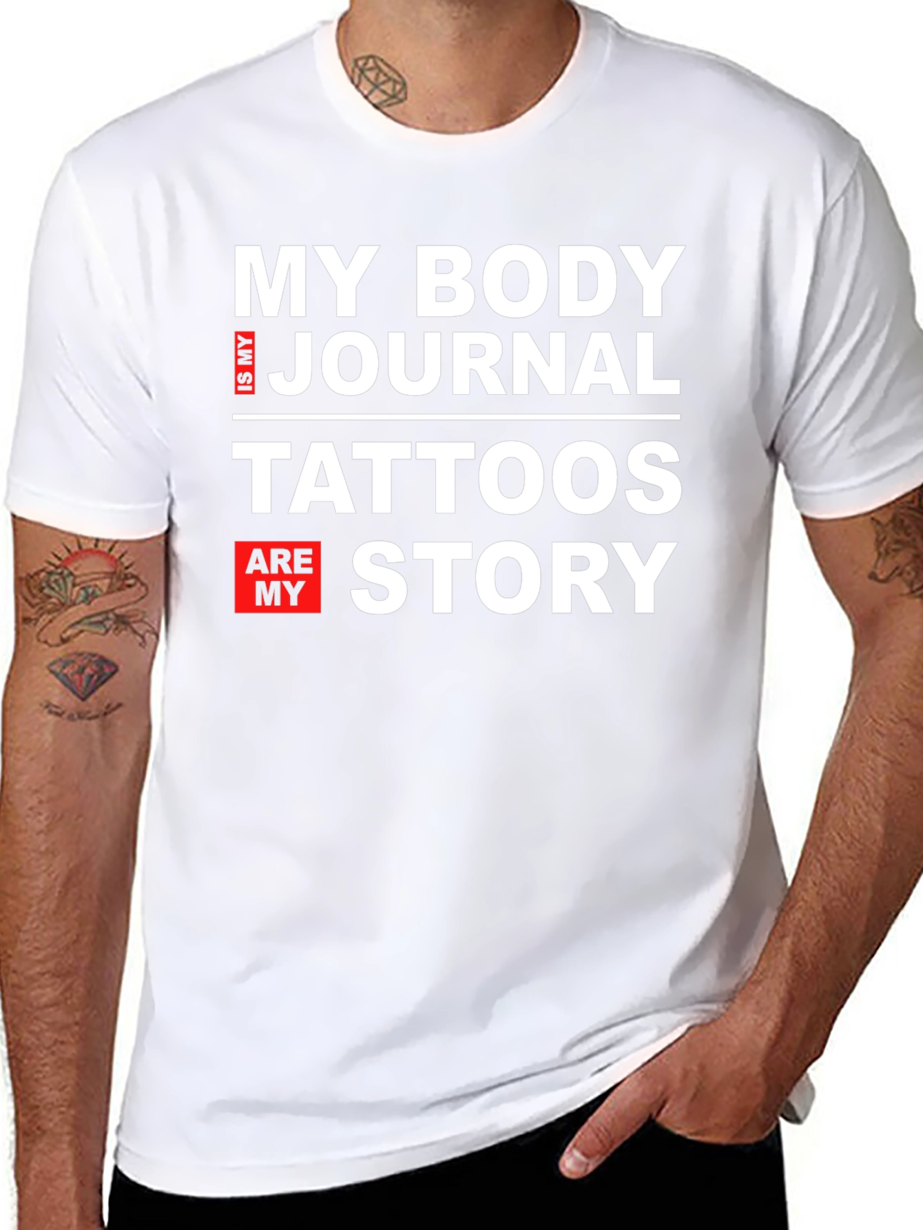Black My Body Is My Journal Tattoos Story Graphic Tee view 8