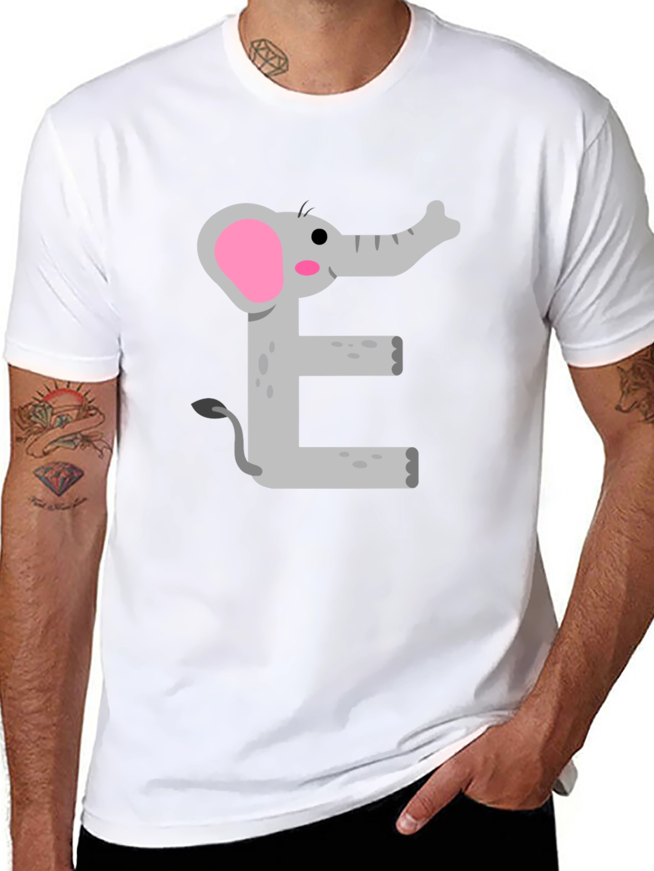 Black Elephant E Graphic Tee - Kids Alphabet Shirt view 8