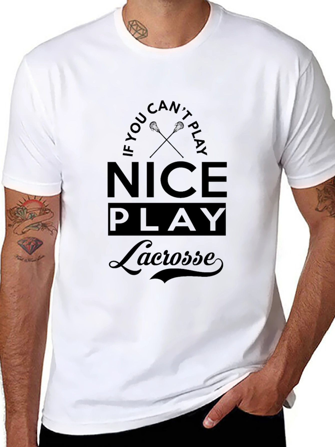 Black Nice Play Lacrosse Black T-Shirt view 8