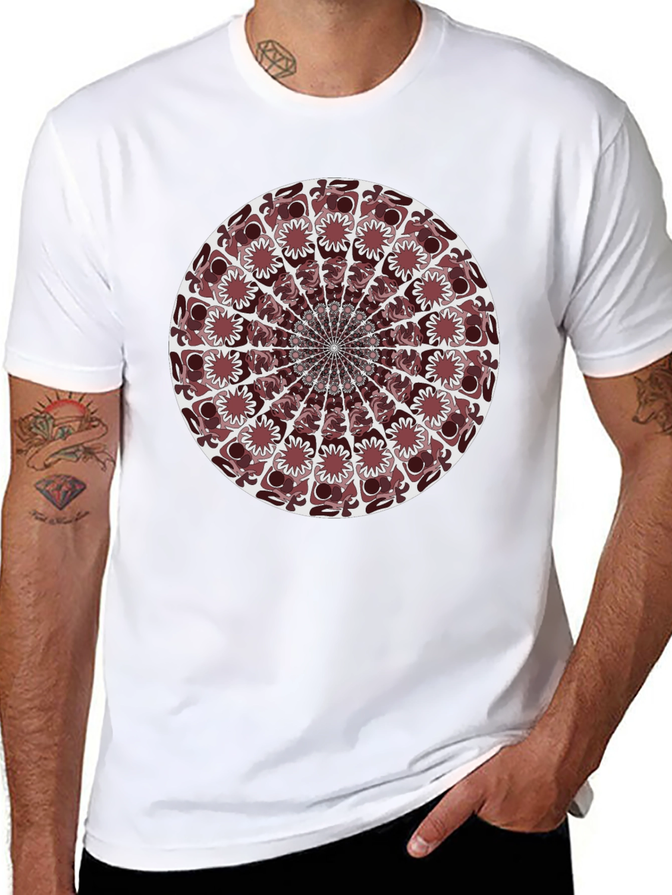 Black Abstract Mandala Graphic T-Shirt - Black view 8