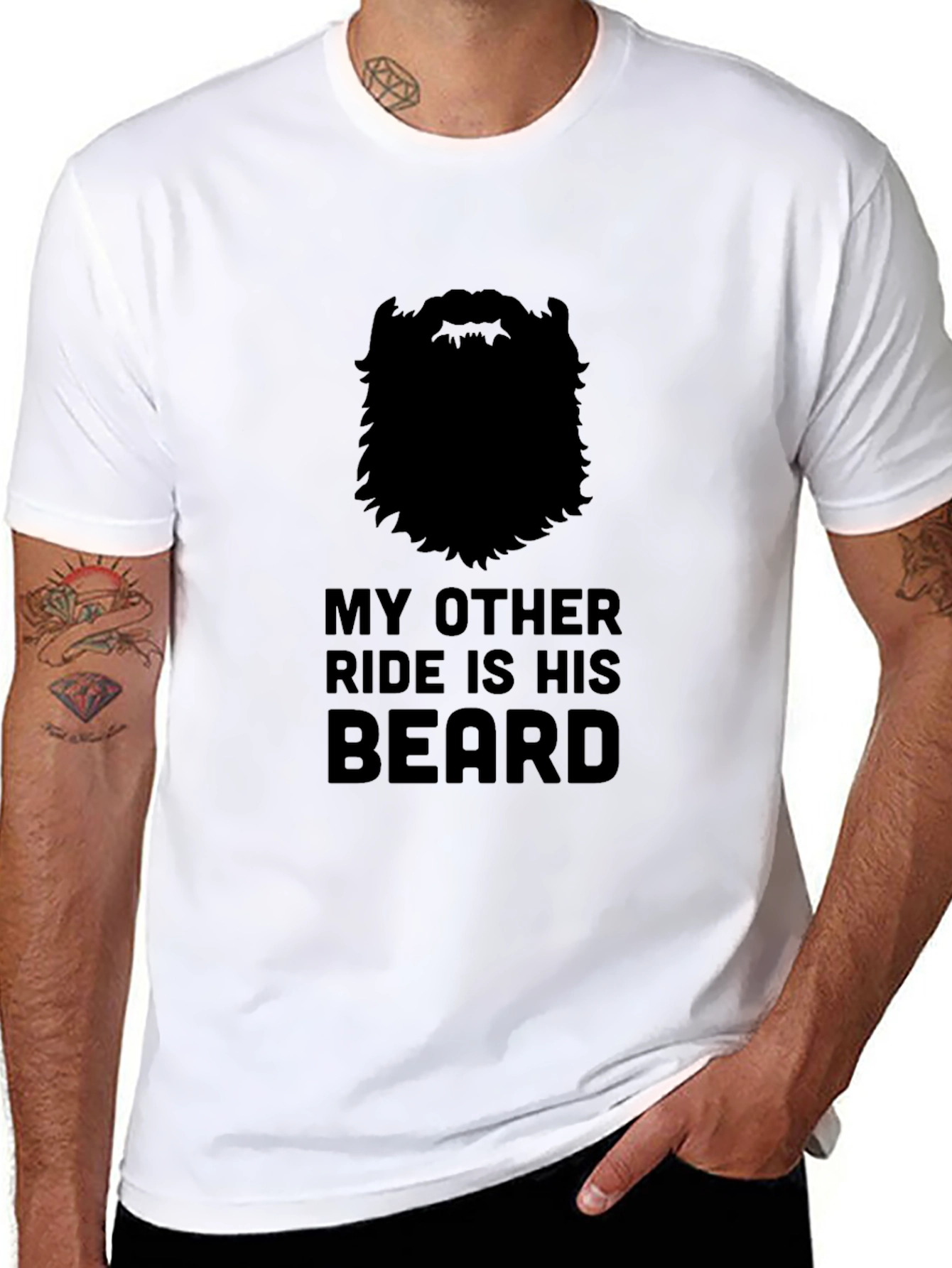 Black My Other Ride Is His Beard Graphic T-Shirt view 8