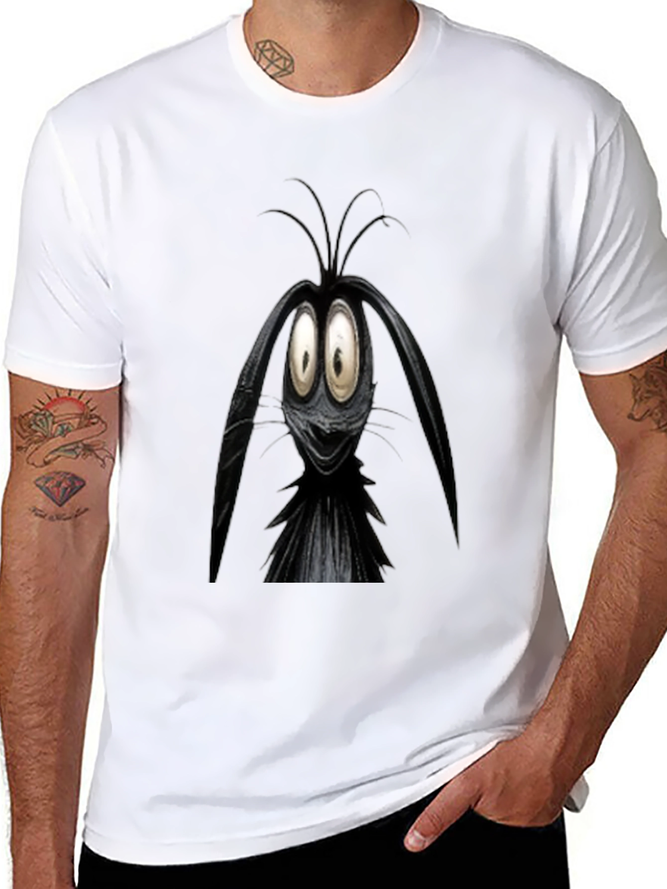 Black Cartoon Character Graphic Black T-Shirt view 8