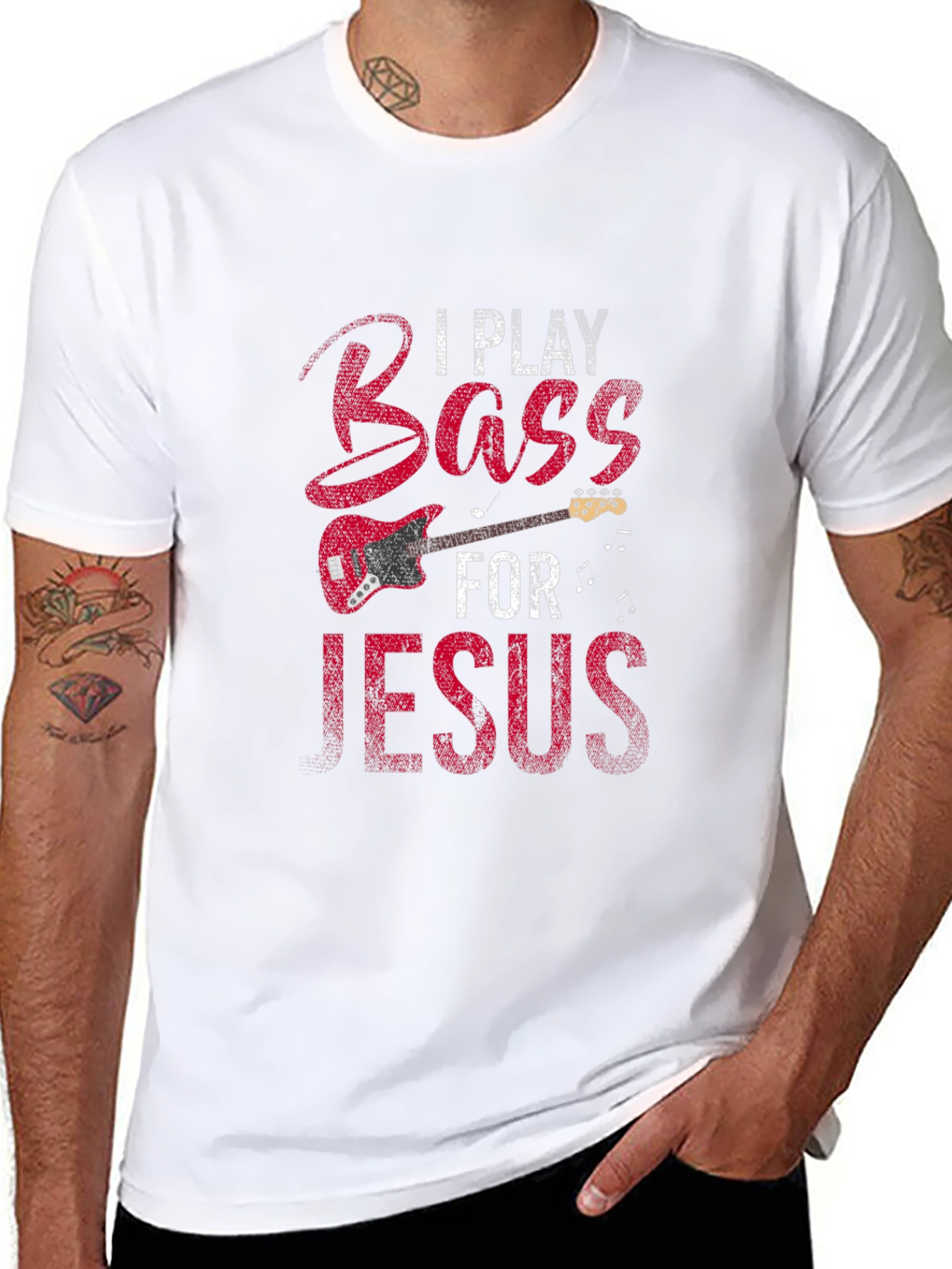 Black I Play Bass for Jesus T-Shirt view 8