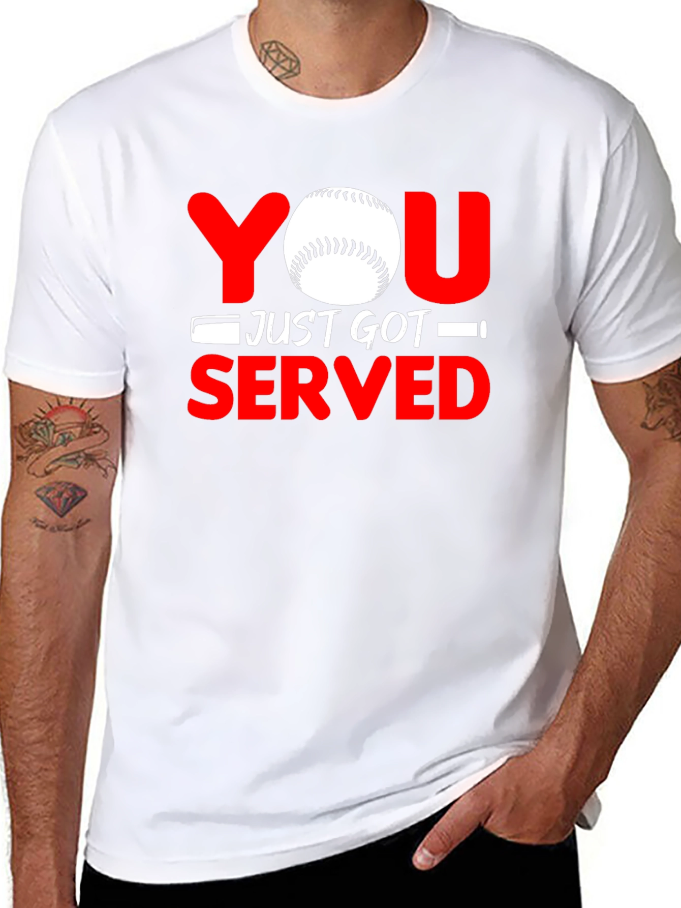 Black You Just Got Served Baseball Graphic T-Shirt view 8