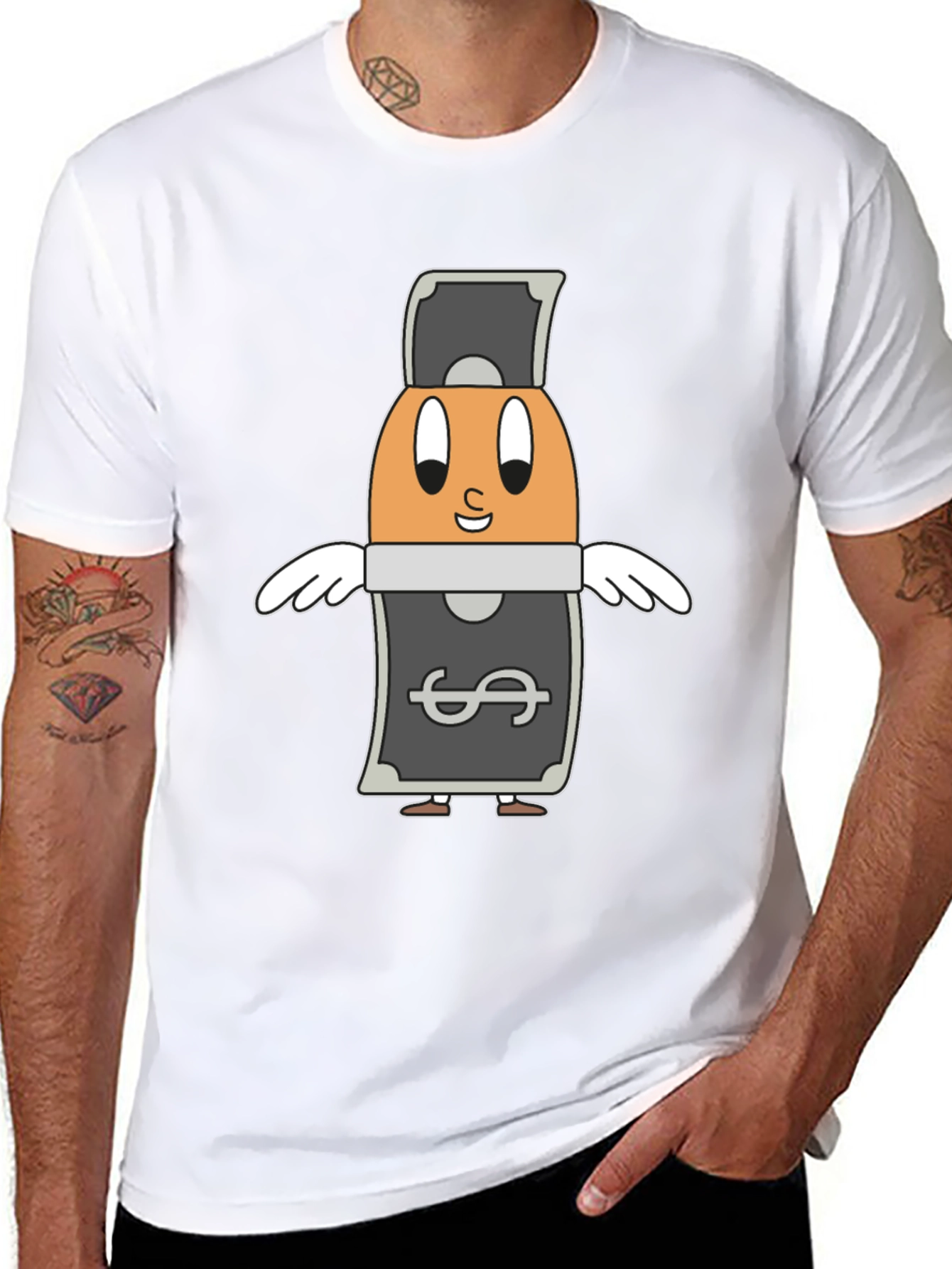 Black Cartoon Egg Money Black T-Shirt view 8