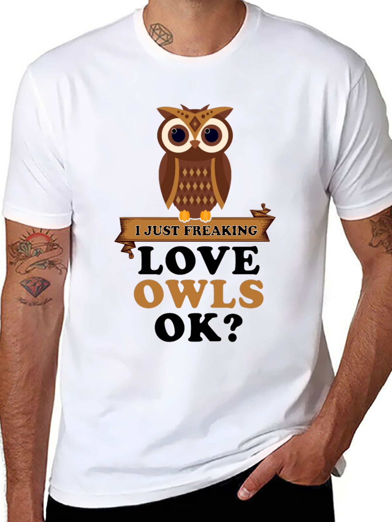 Black Funny Owl Lover T-Shirt - I Just Freaking Love Owls OK? view 8