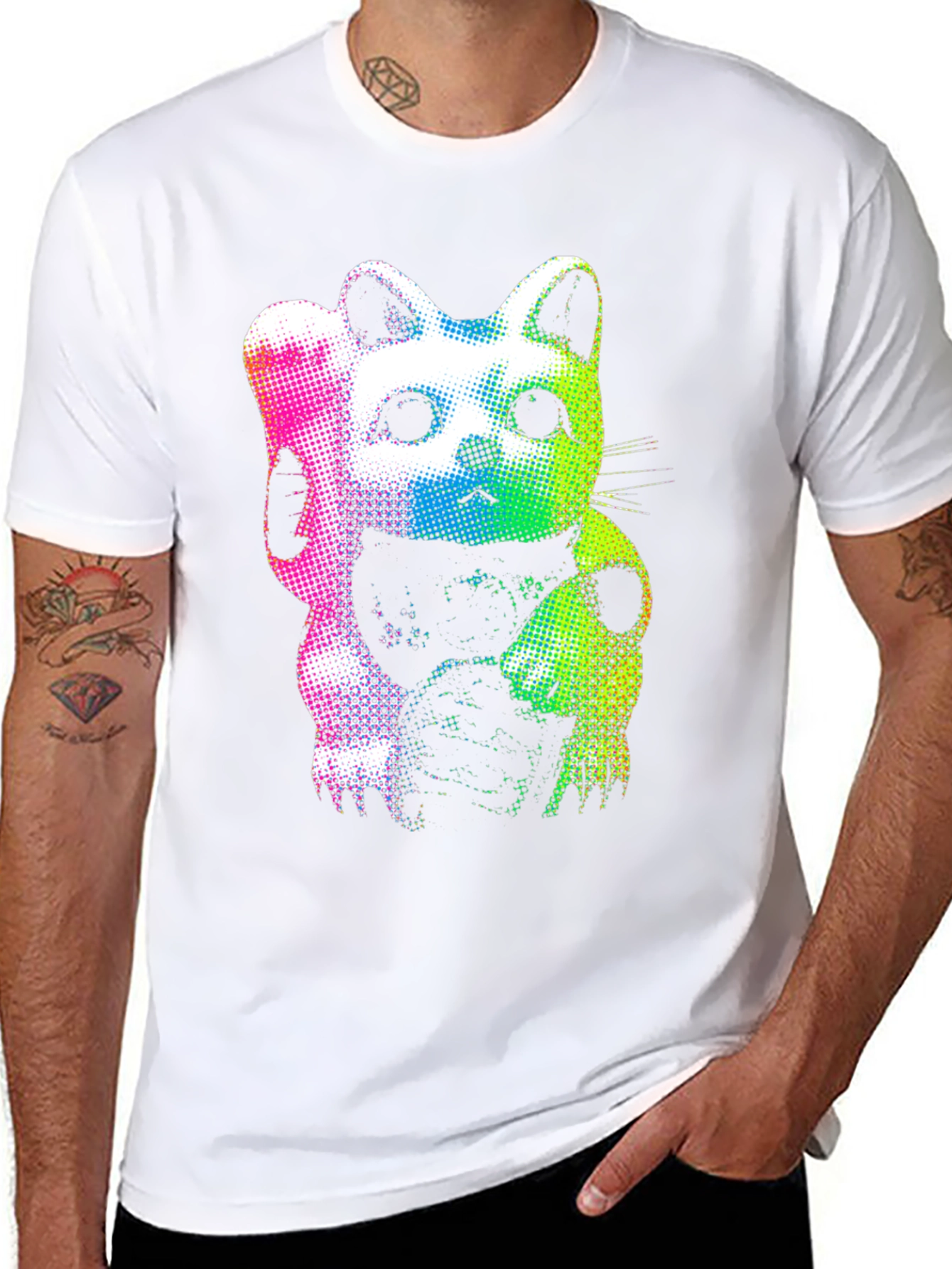 Black Lucky Cat Graphic Tee - Vibrant & Stylish view 8