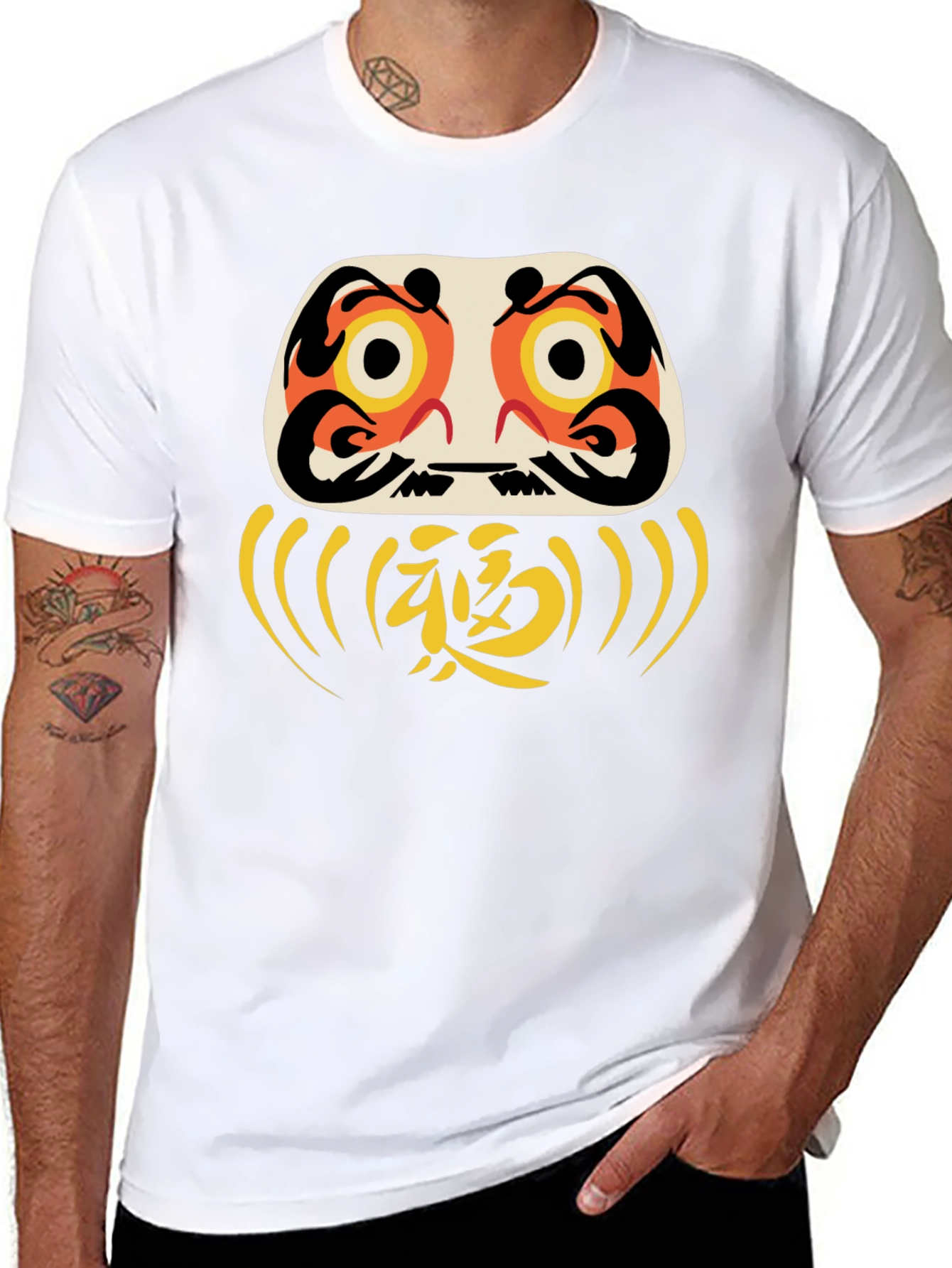 Black Daruma Doll Graphic Tee - Good Luck Shirt view 8