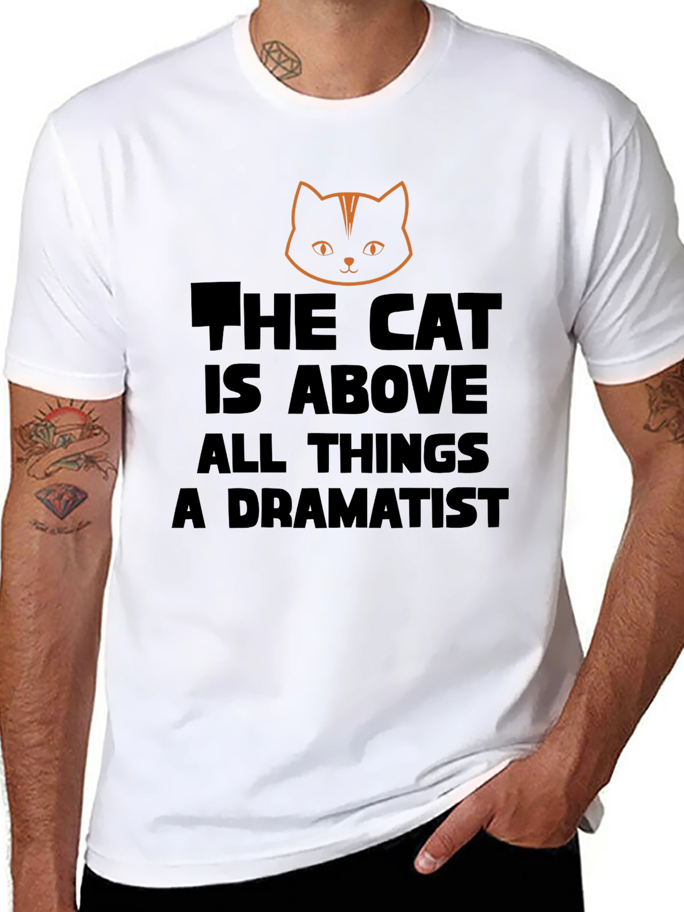 Black The Cat is Above All Things T-Shirt view 8