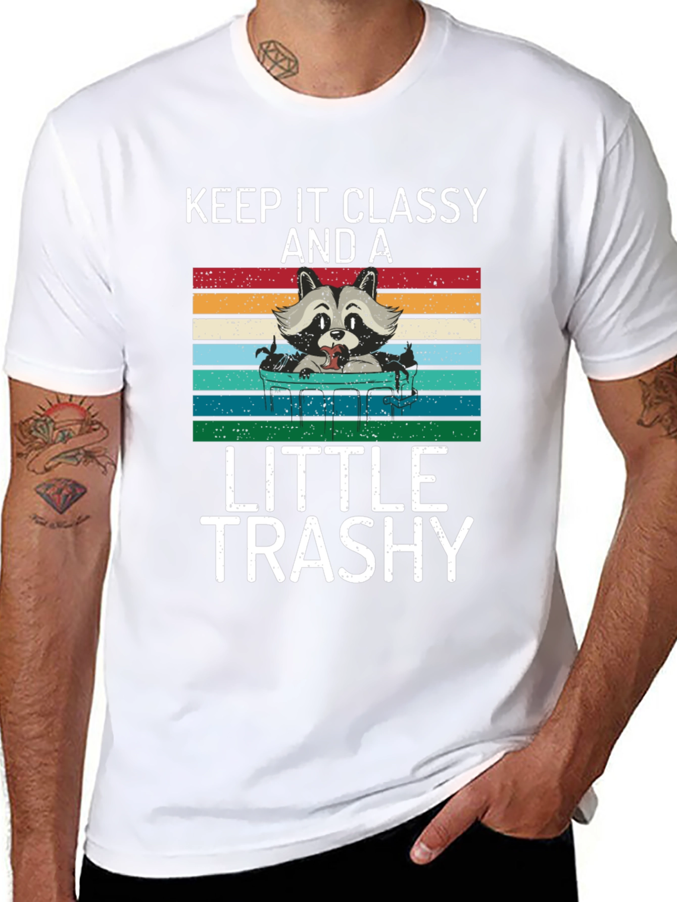 Black Keep It Classy And A Little Trashy Raccoon Graphic Tee view 8