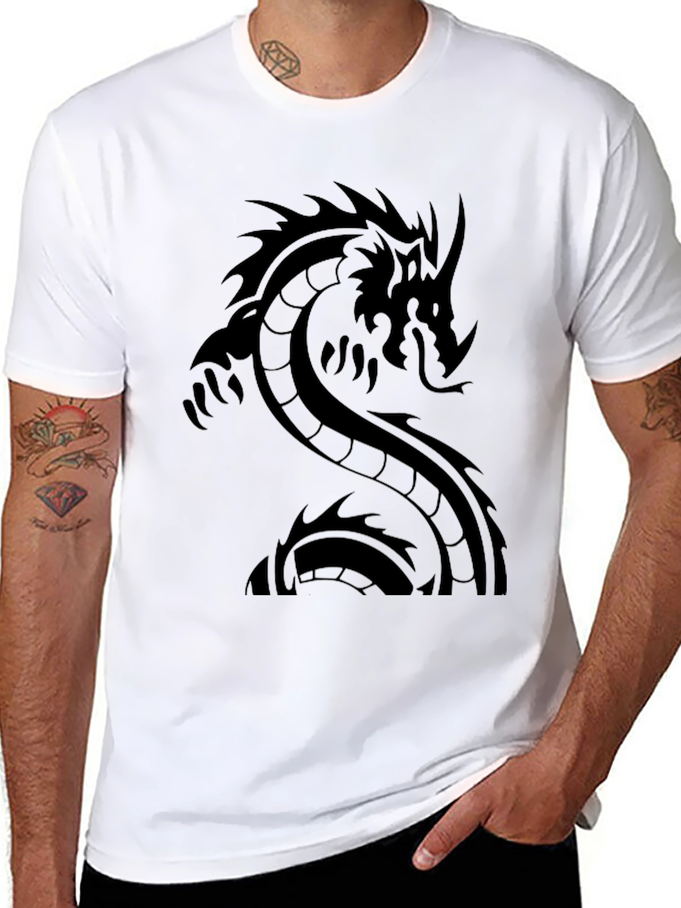 Black Dragon Graphic Black Tee - Men's Short Sleeve T-Shirt view 8
