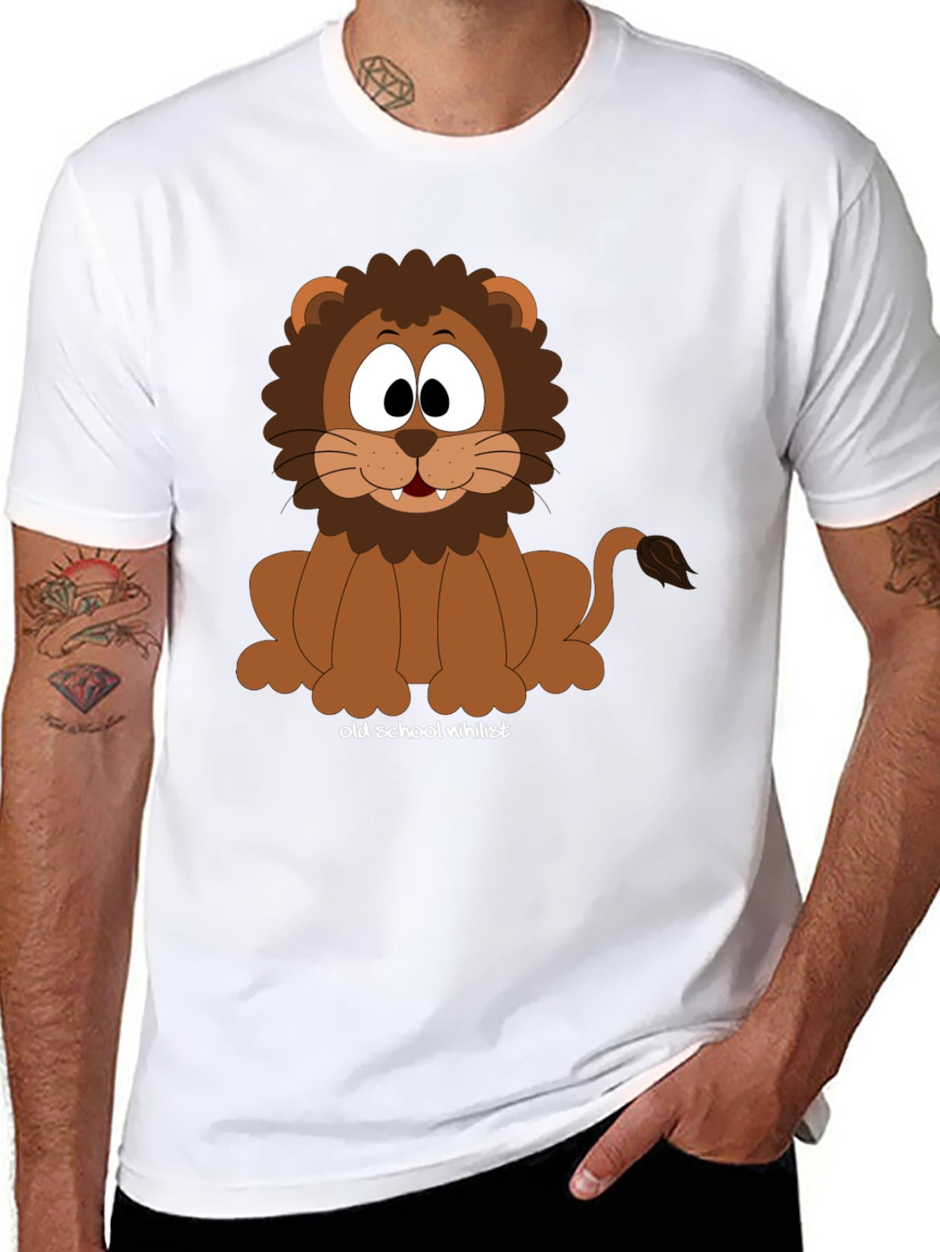 Black Cartoon Lion T-Shirt - Old School Nihilist view 8