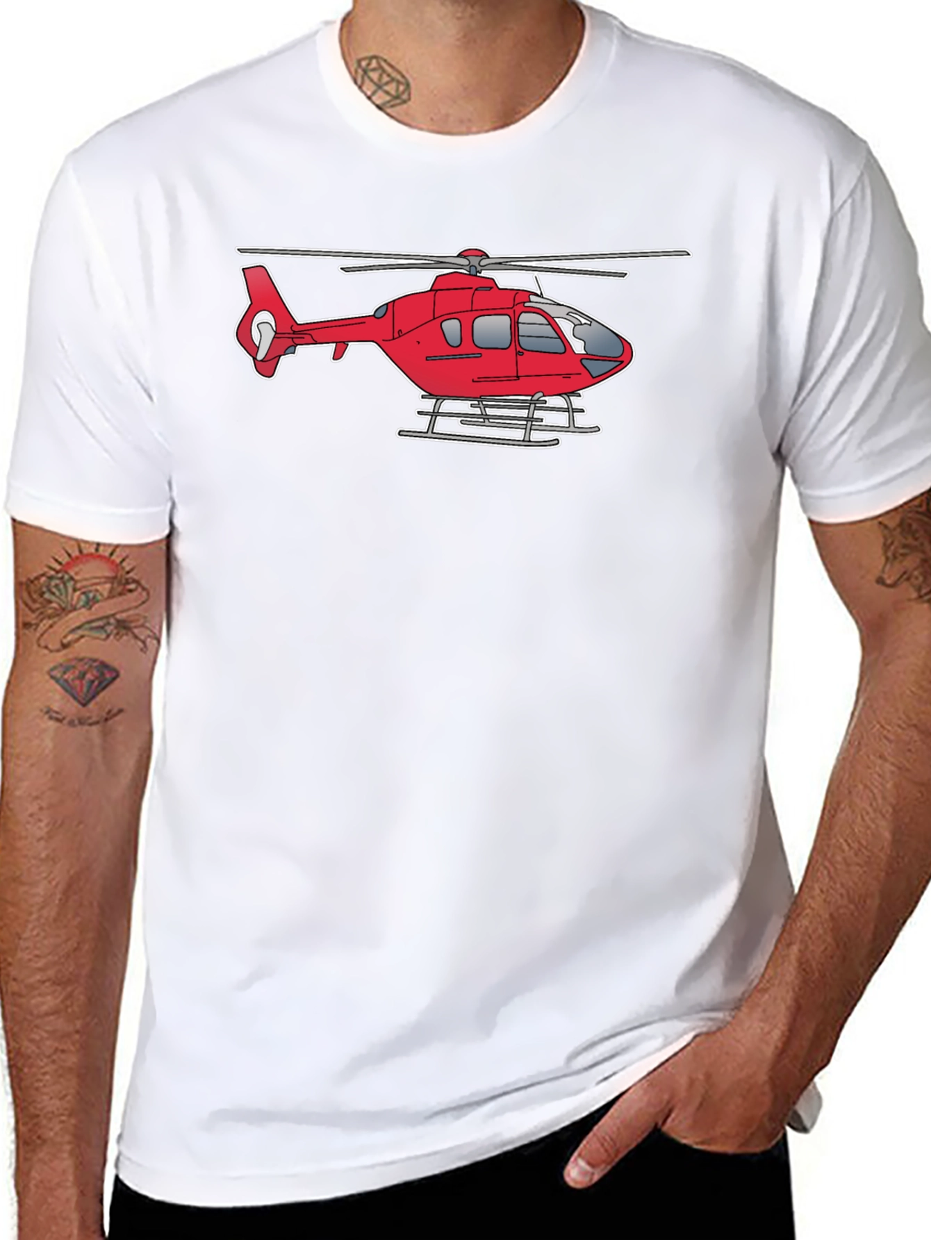 Black Helicopter Graphic Tee - Black Cotton Casual Shirt view 8