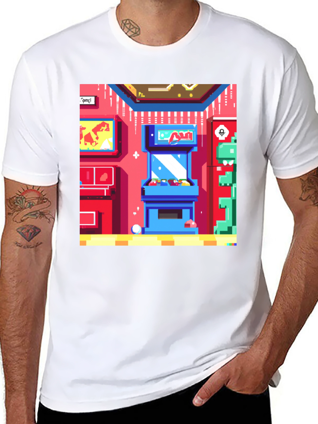 Black Retro Arcade Gamer T-Shirt - Black Cotton Tee view 8