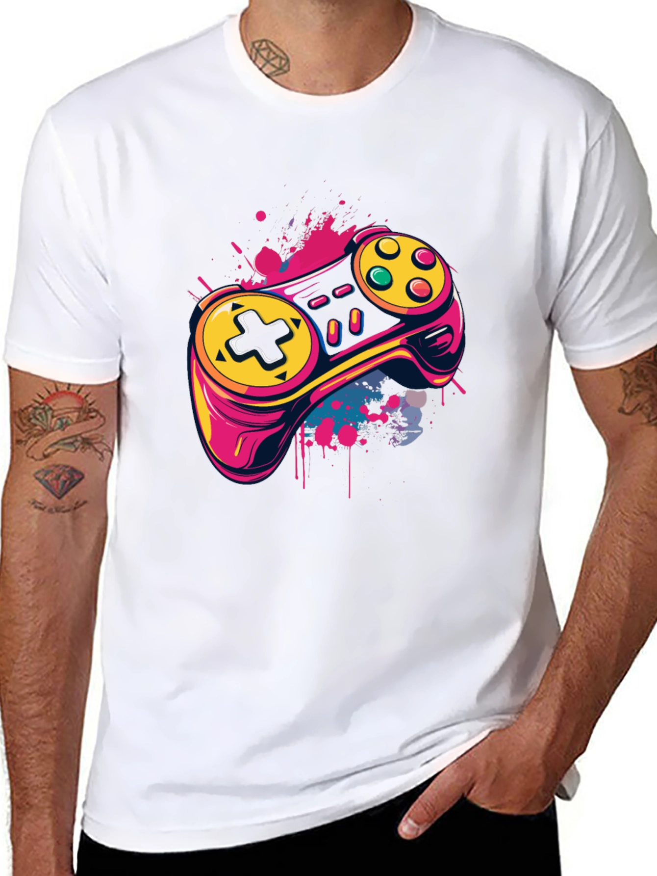 Black Gaming Controller T-Shirt - Cool Graphic Tee view 8