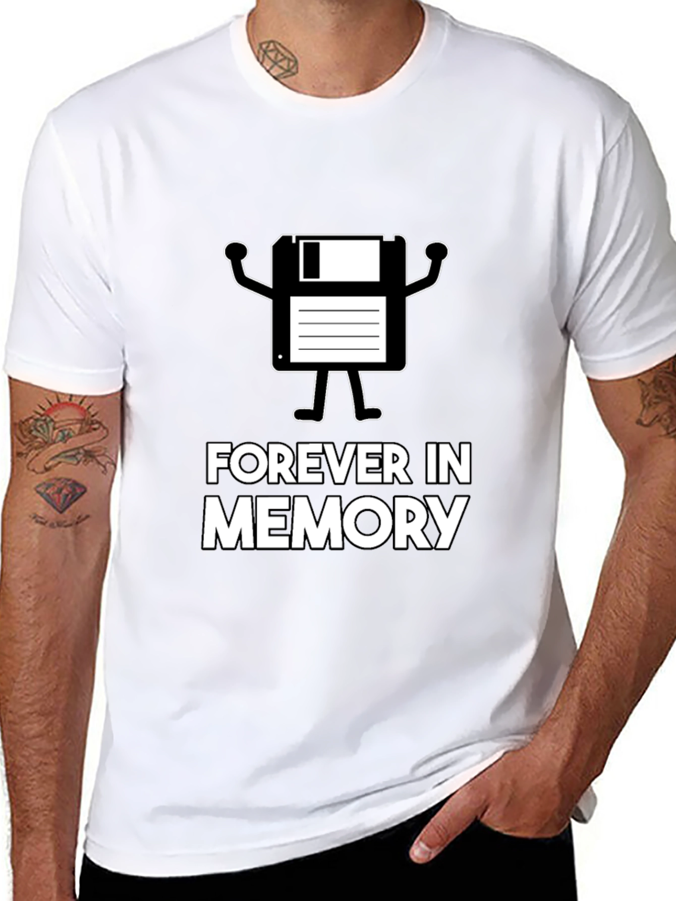 Forever In Memory Floppy Disk Black T-Shirt - 8