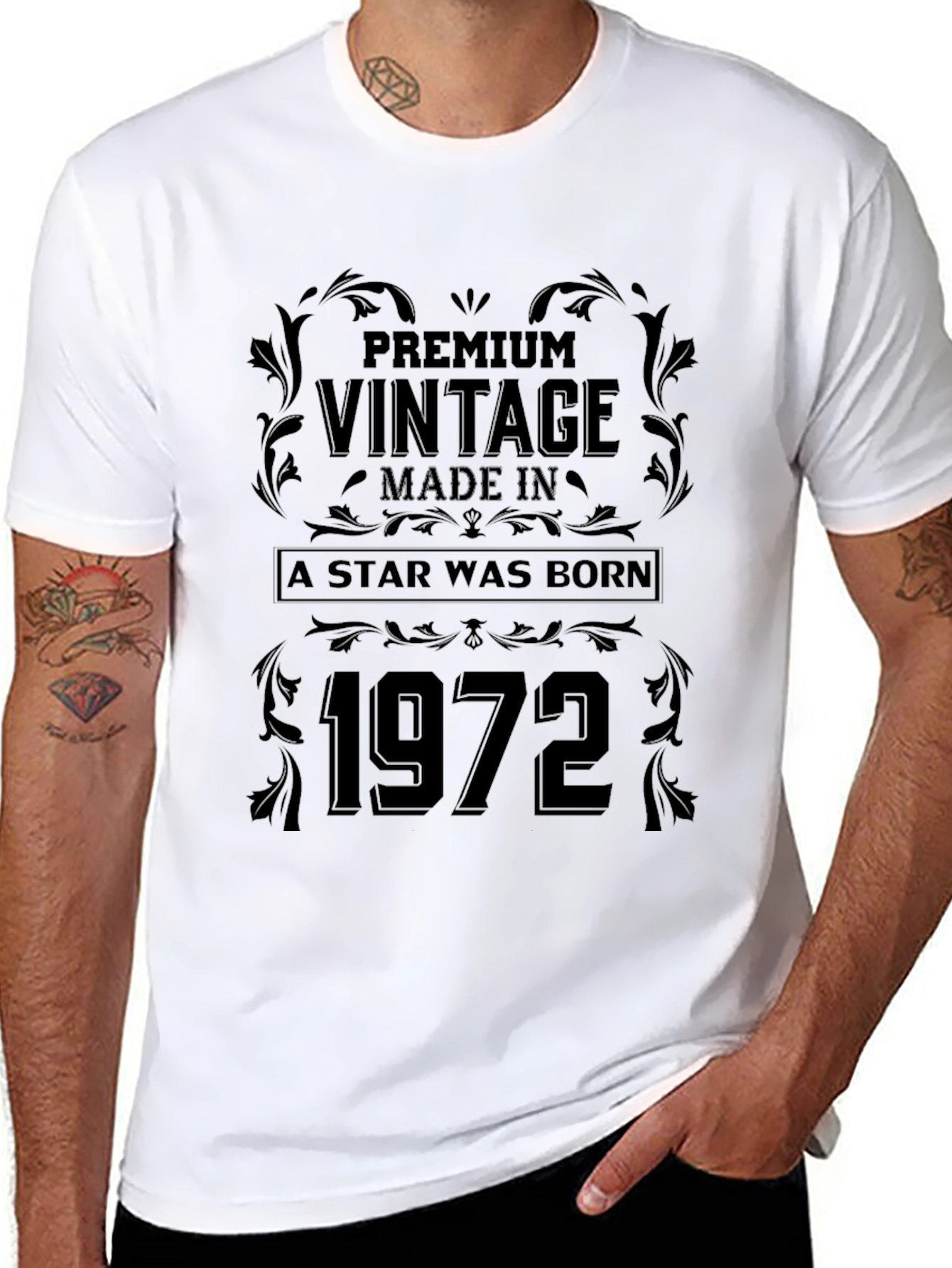Black Vintage 1972 Birthday T-Shirt view 8