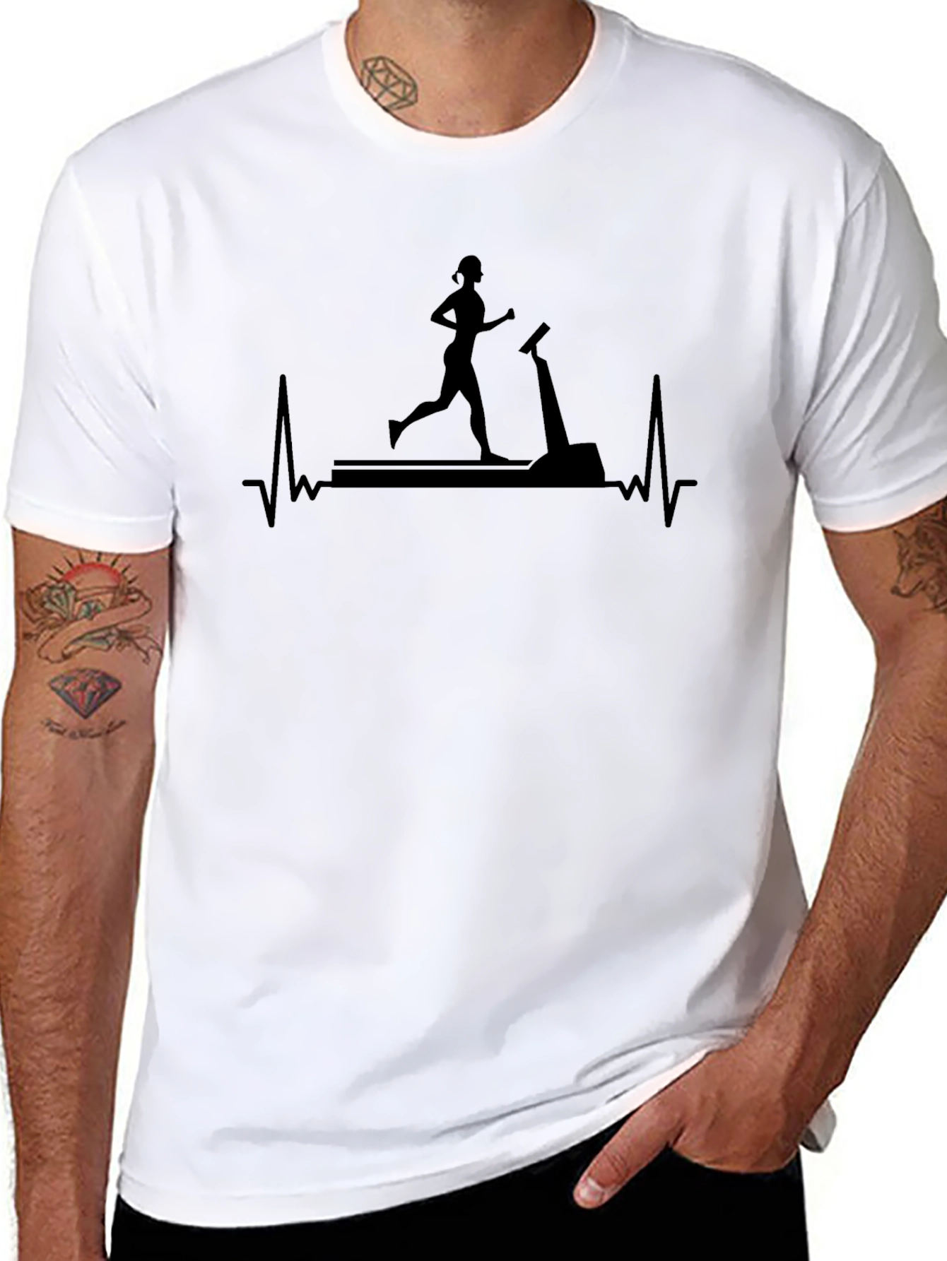Black Running Heartbeat Tee - Fitness Apparel view 8
