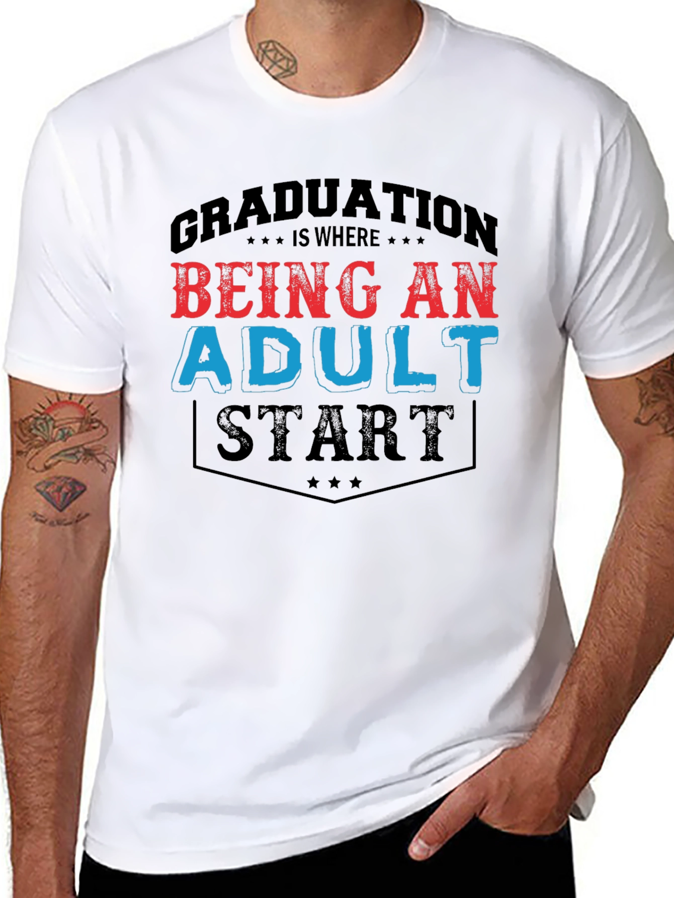 Black Graduation Adult Start Graphic Tee view 8