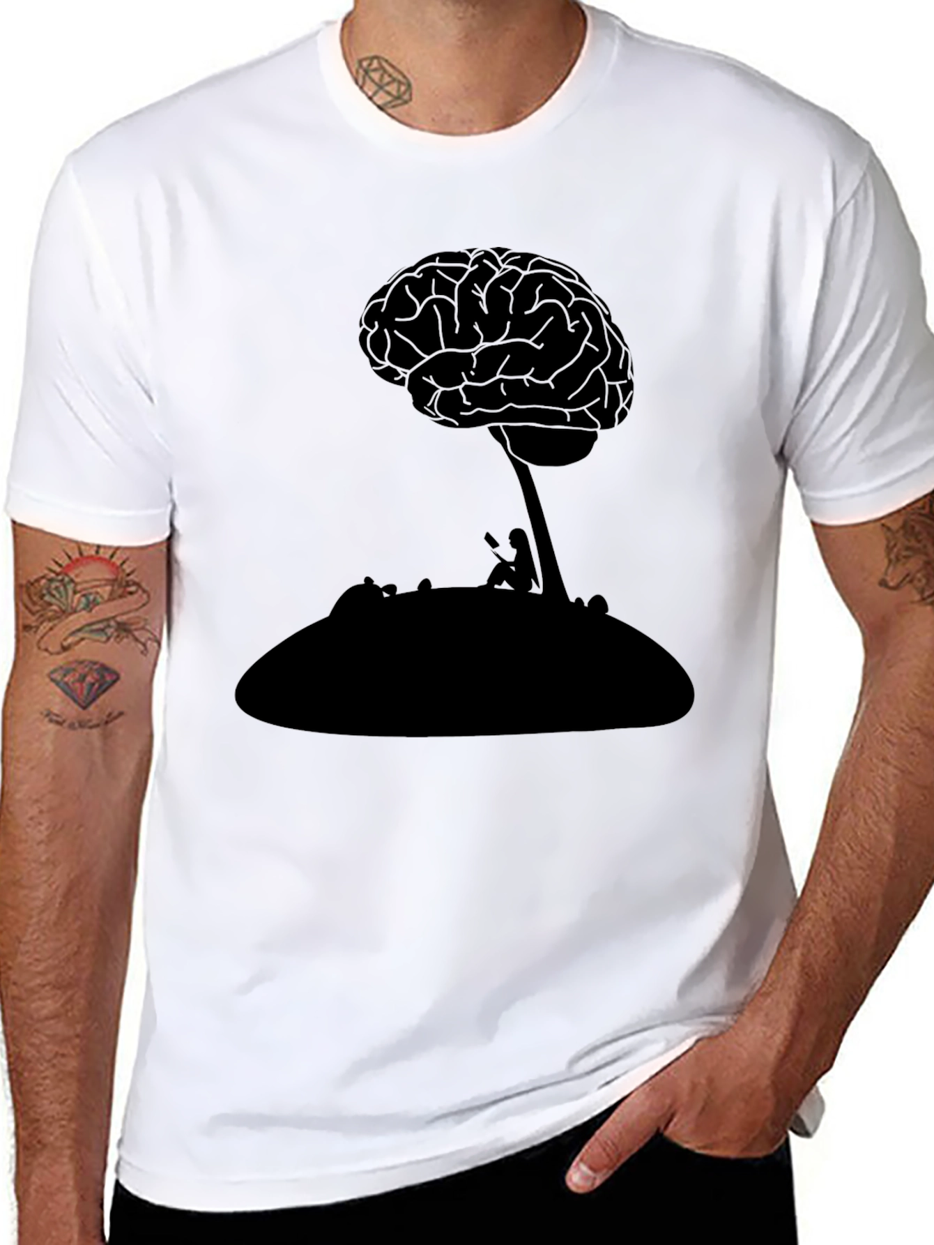 Black Brain Tree Silhouette T-Shirt view 8