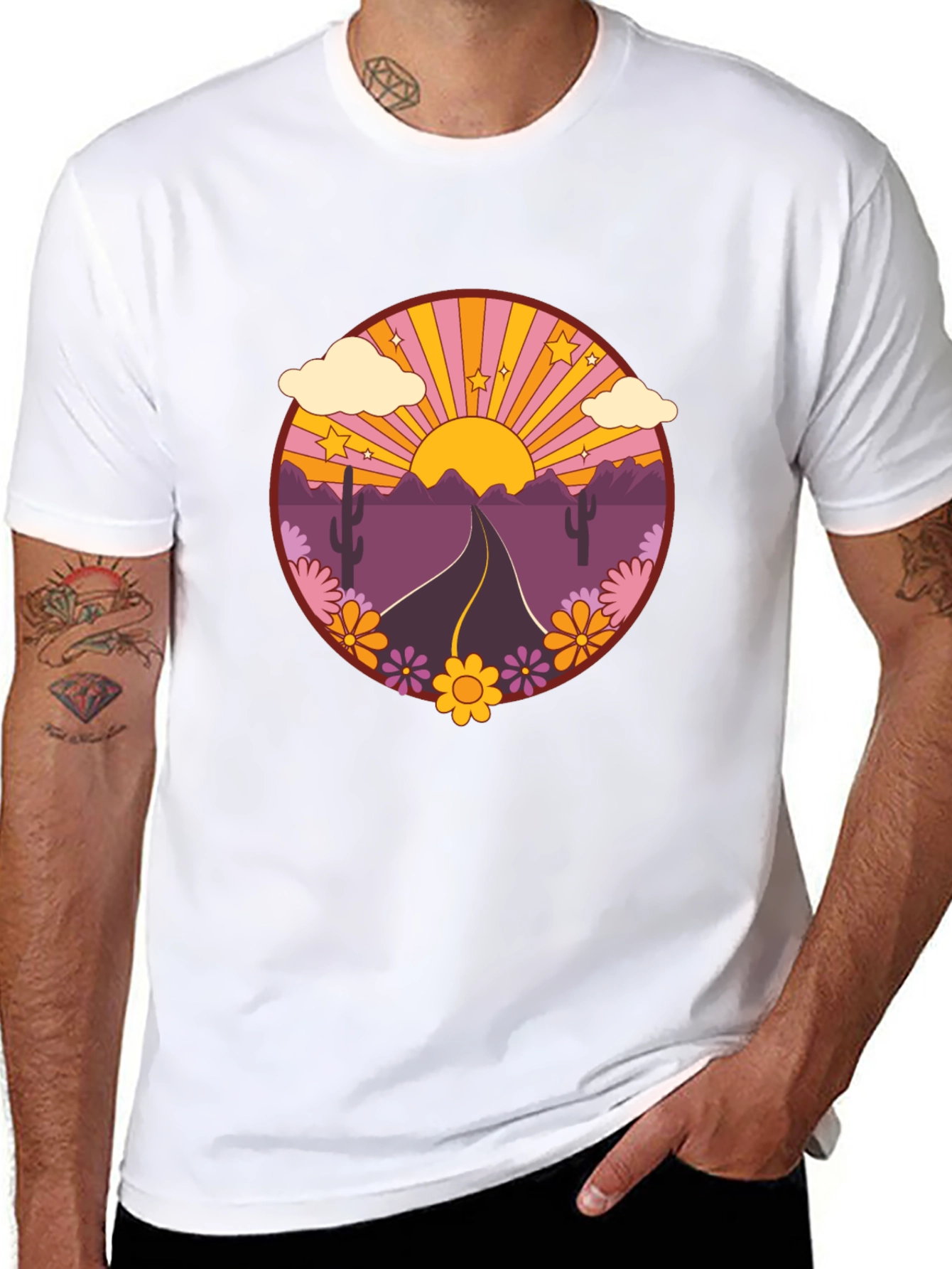 Black Retro Desert Road Trip T-Shirt view 8