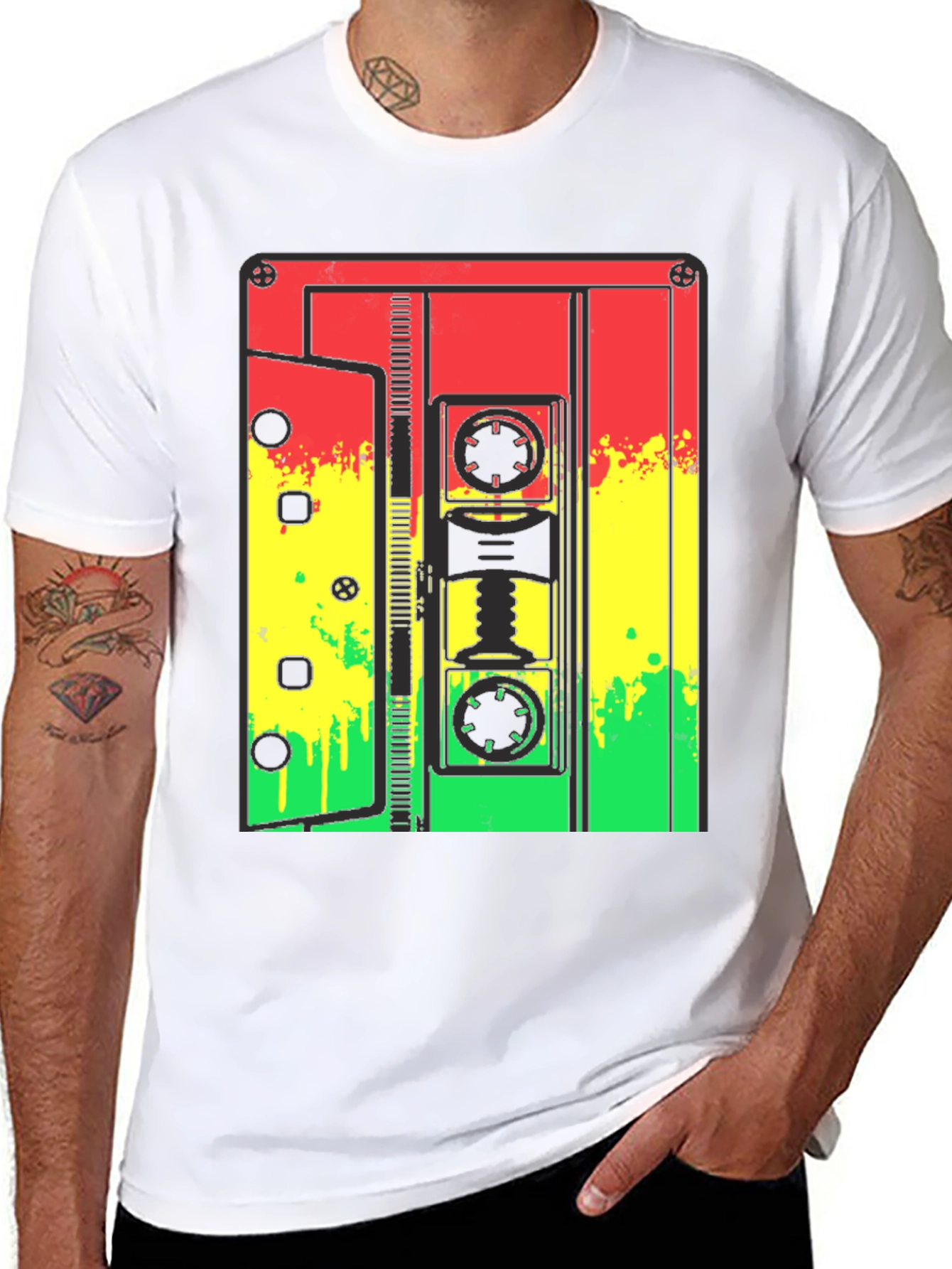Black Rasta Cassette Tape Graphic Tee view 8