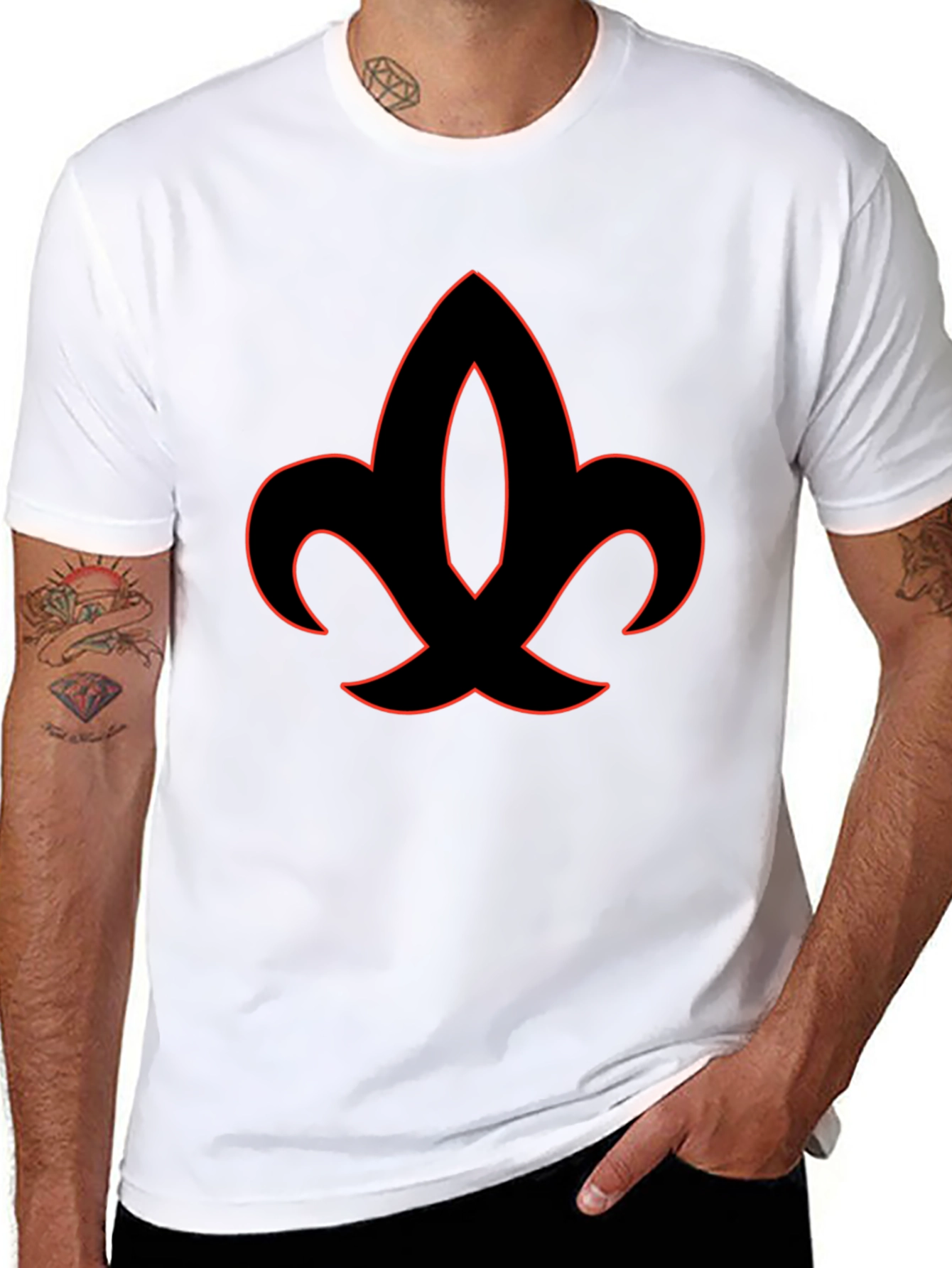 Black Fleur-de-Lis Graphic Tee - Modern Style view 8