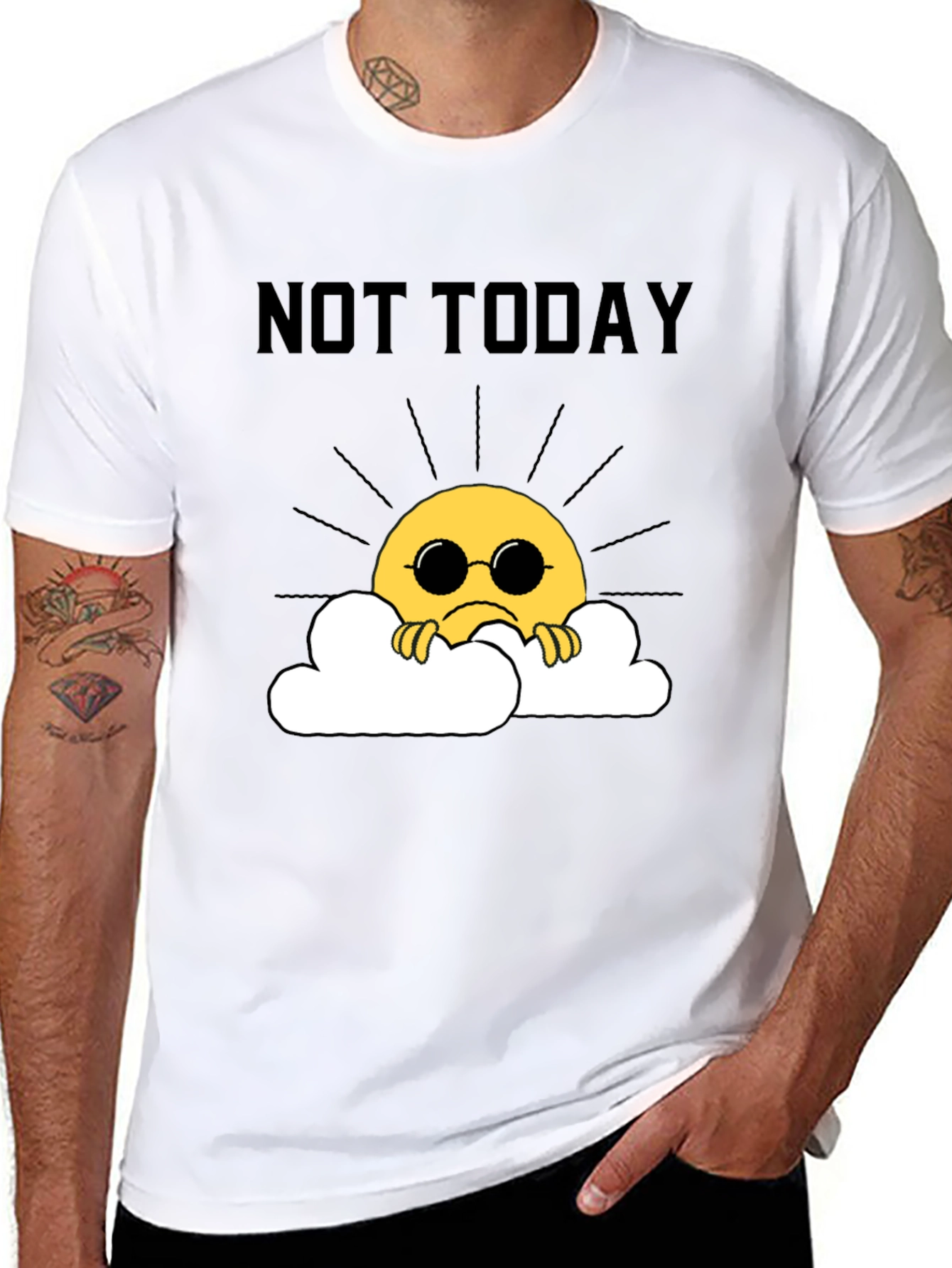 Black Not Today Funny Graphic Tee view 8
